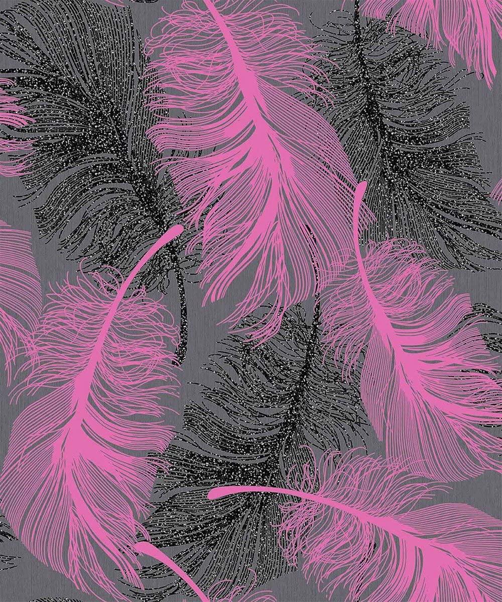 1000x1200 Coloroll Feathers Blown Vinyl Wallpaper Purple Black M0924