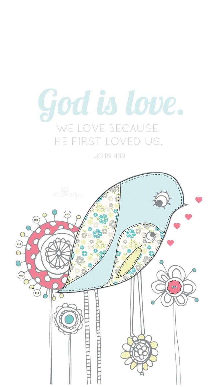 750x1334 God is Love Desktop Wallpaper Birds Background