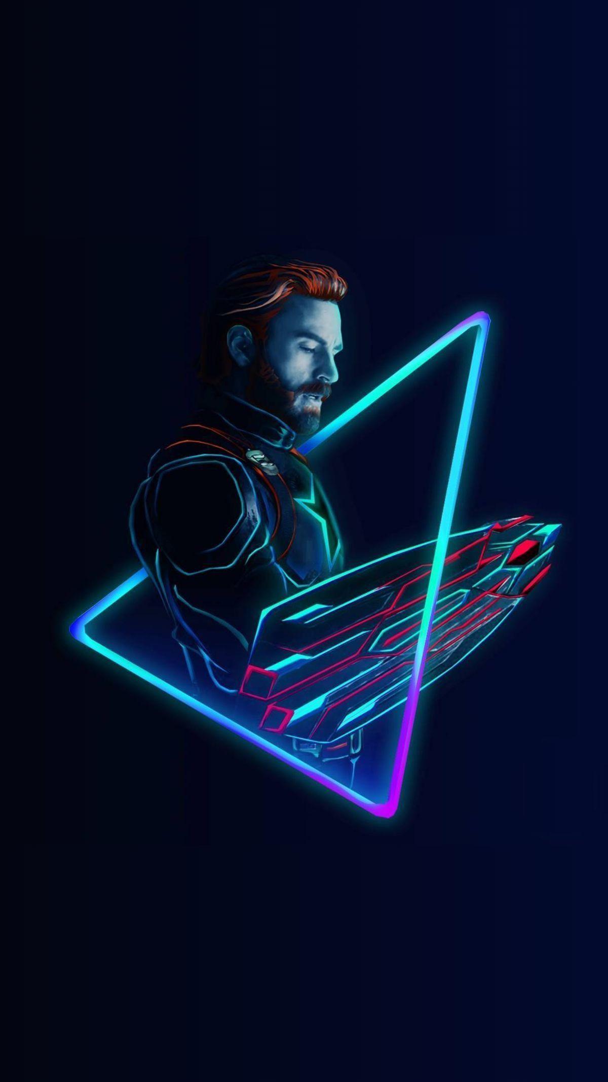1200x2133 Neon art of captain America in avengers: infinity war. Captain