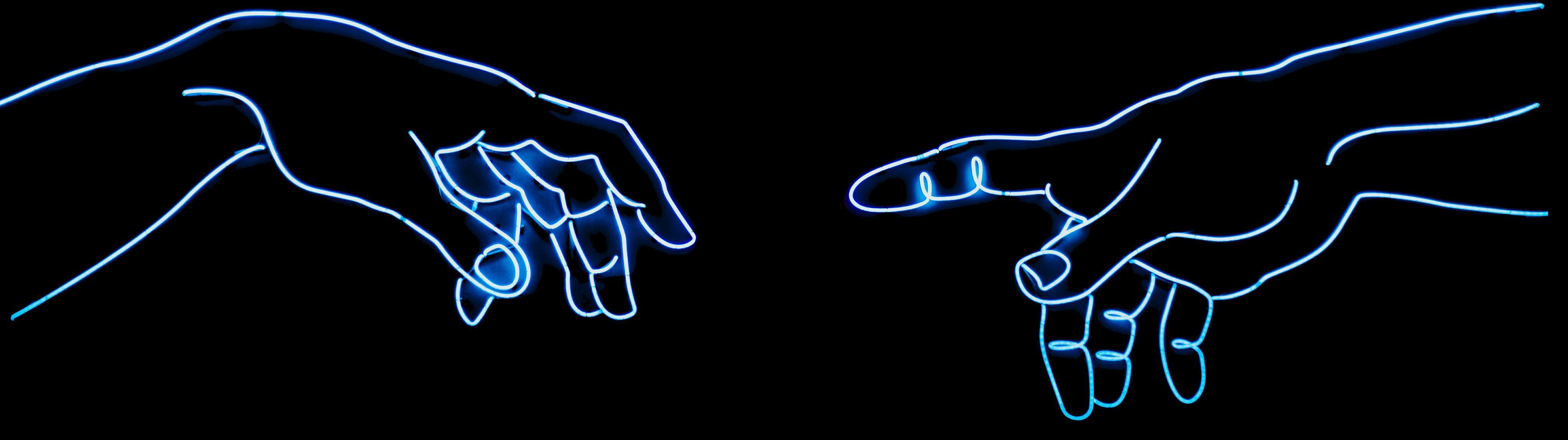 4096x1150 Creation Neon, Dual Wallpaper