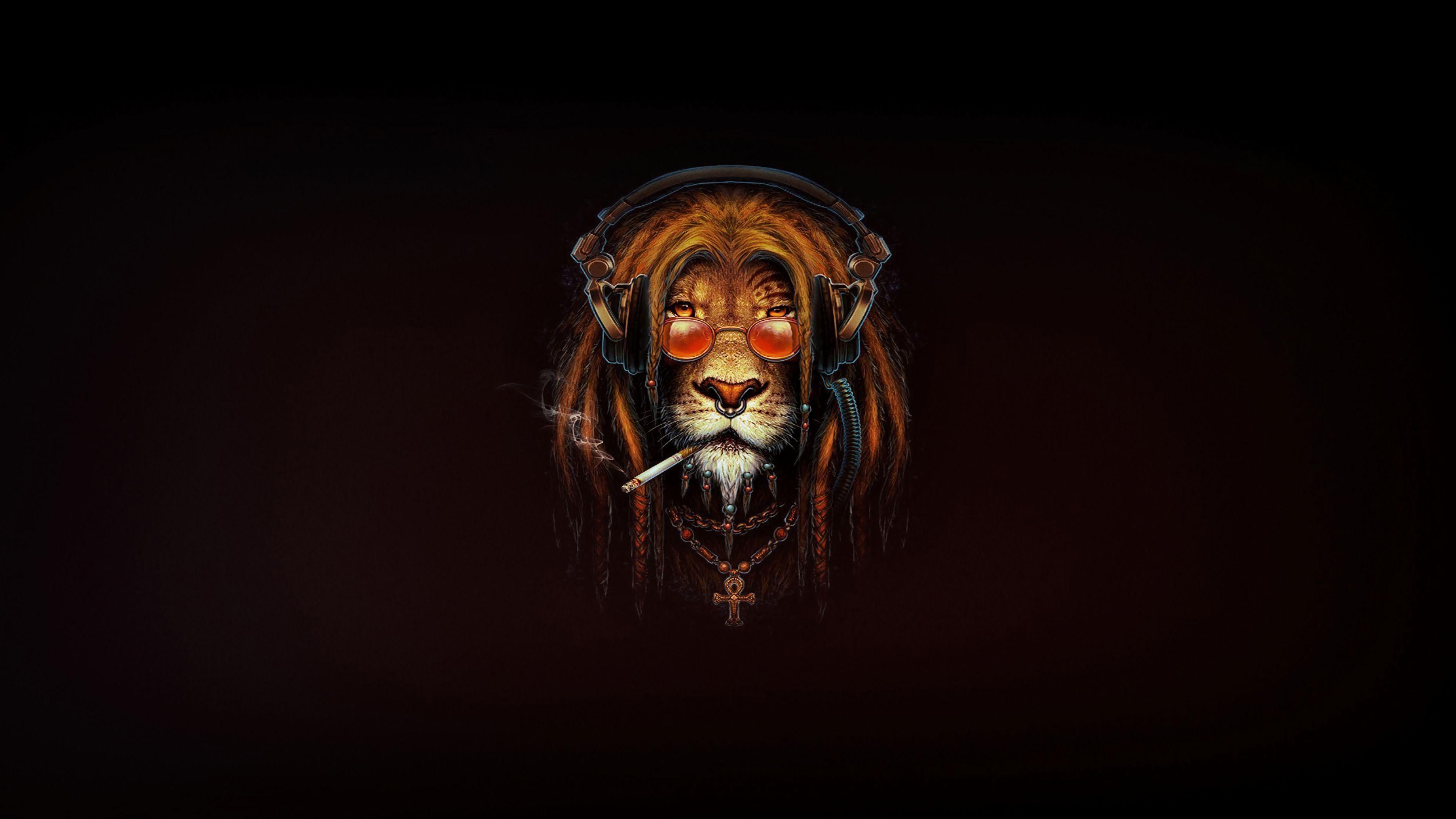 3840x2160 Lion Smoking Digital Art Wallpaper, HD Minimalist 4K Wallpaper, Image, Photo and Background
