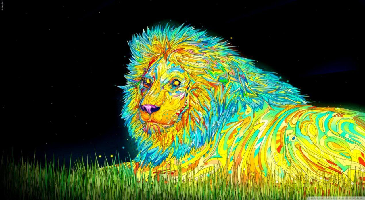 1270x698 Lion Fire Art Wallpaper. Full HD Wallpaper