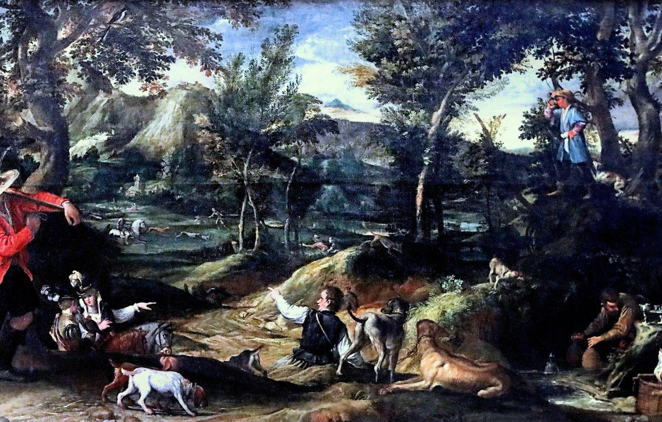 1332x850 Wallpaper picture, The Louvre, Hunting, Annibale Carracci, Baroque, Italian painter, Historical painting, Annibale Carracci, The Hunt image for desktop, section живопись