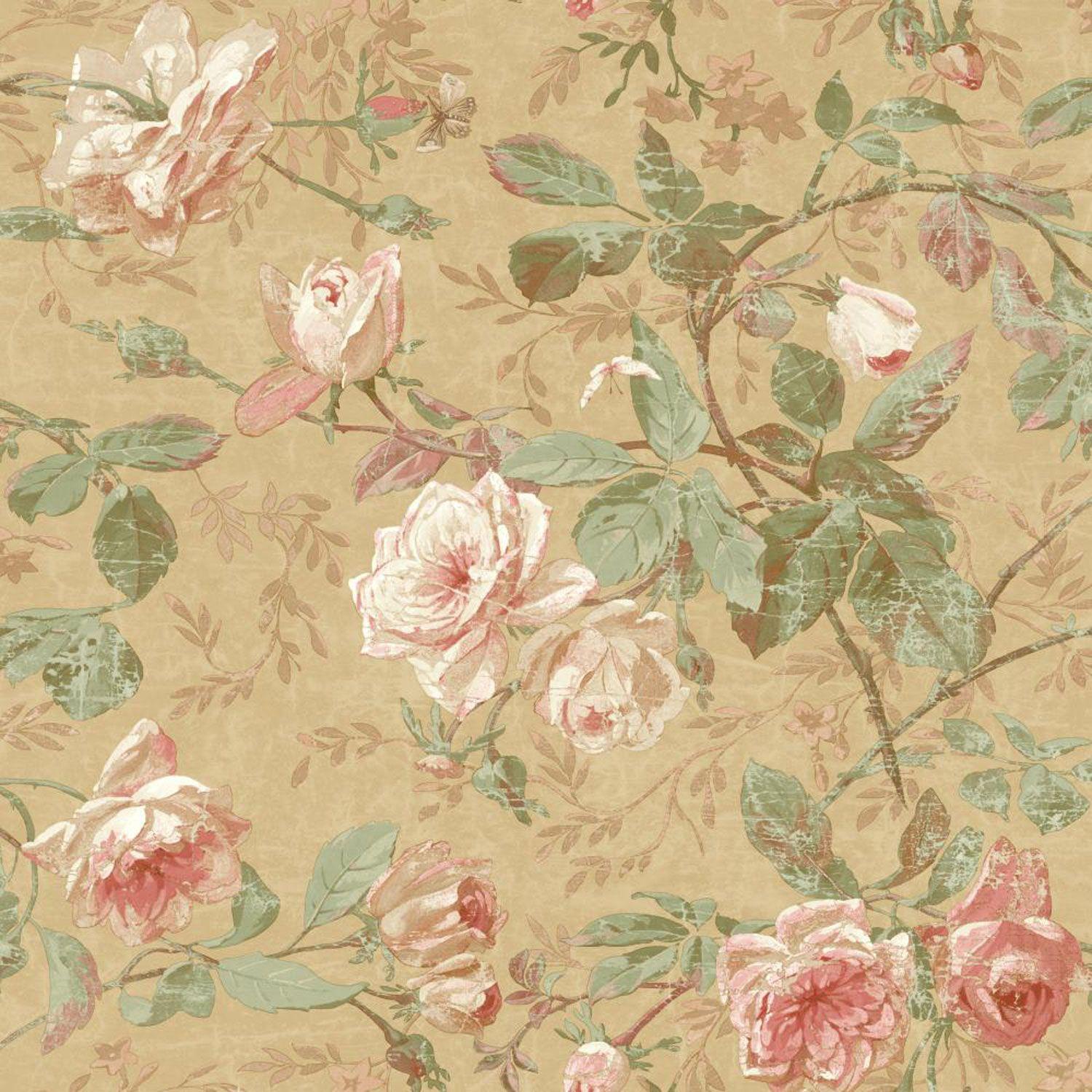 1500x1500 Vintage Luxe Vintage Floral Wallpaper York Wallcoverings Non Pasted