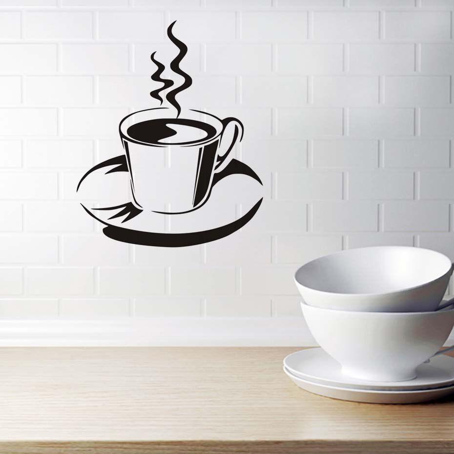 930x930 Heart Shaped Coffee Wall Sticker Vinyl Art Wallpaper For Cafe