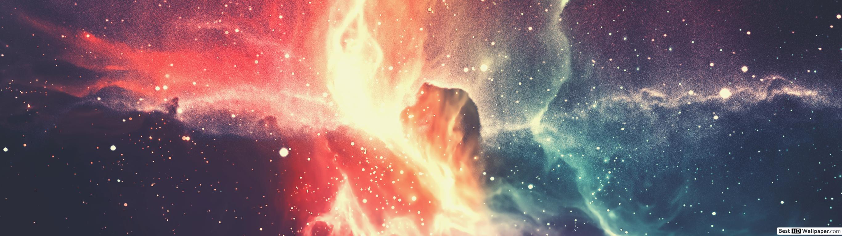 2732x768 Flame Like Nebula HD Wallpaper Download