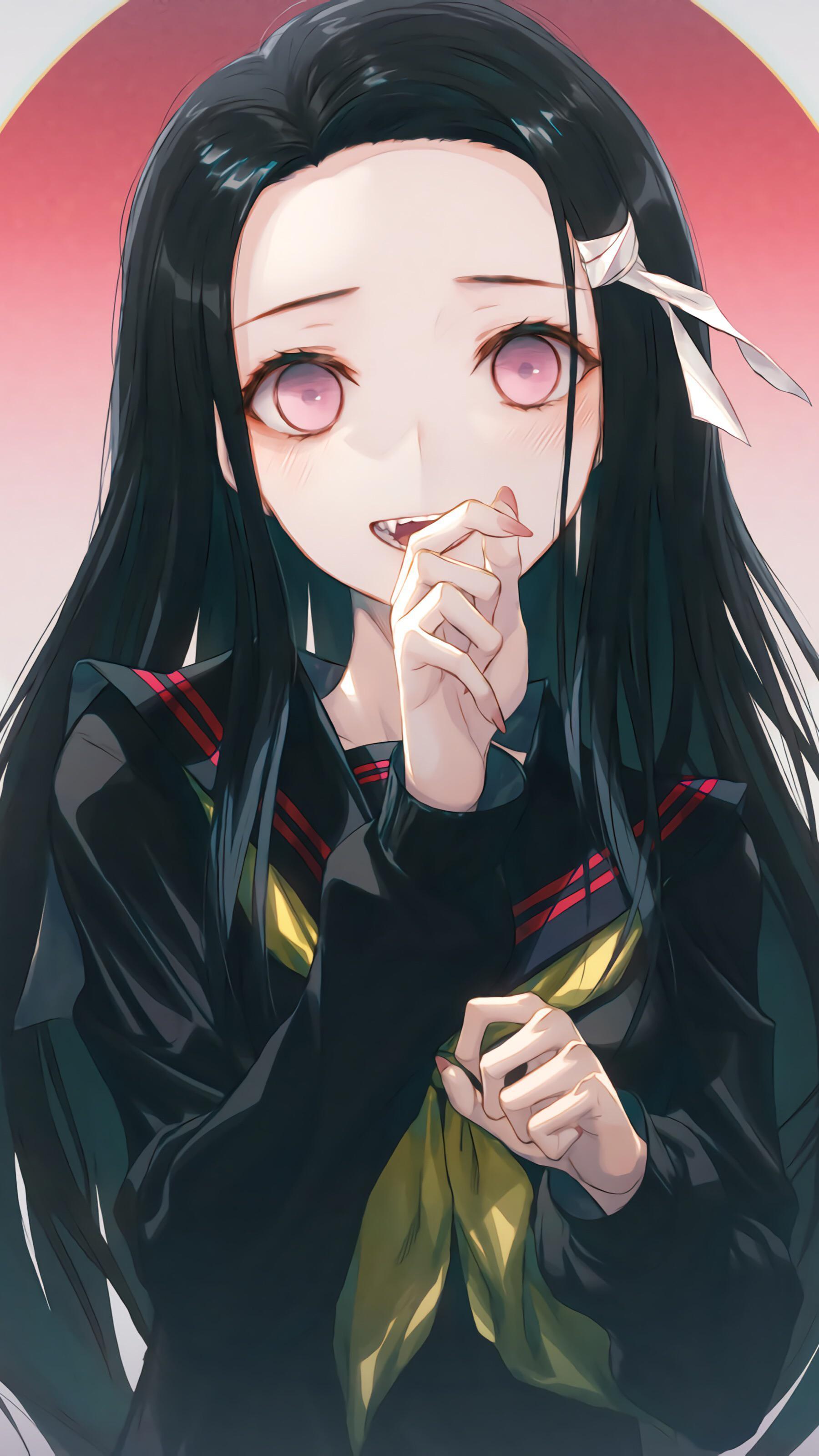 1800x3200 image Of Cute Anime Girl Gun Demon Slayer Wallpaper Nezuko