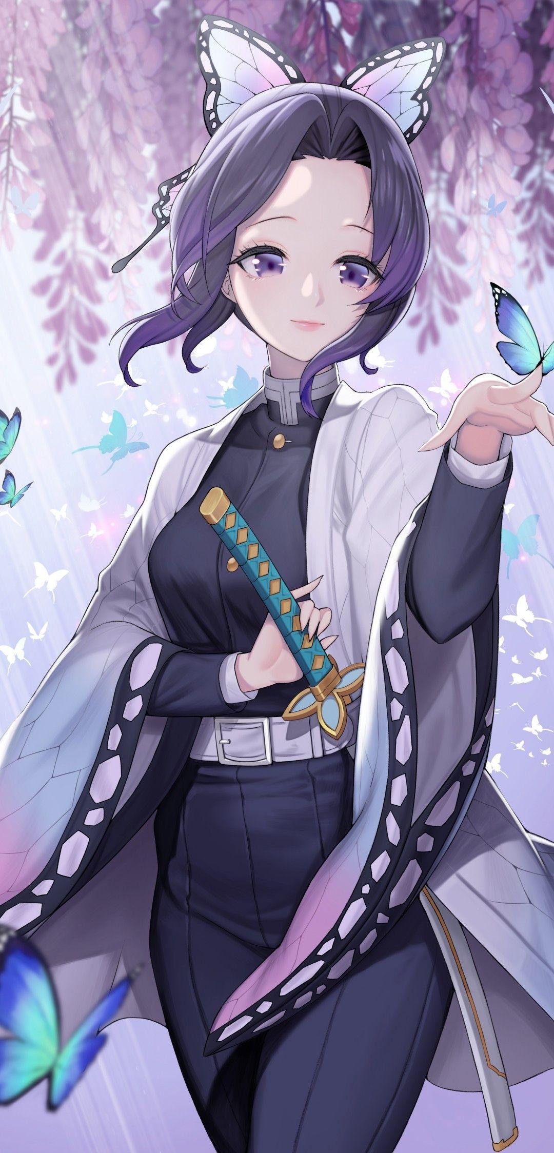 1080x2248 Download 1080x2248 Kochou Shinobu, Demon Slayer, Smiling, Pretty