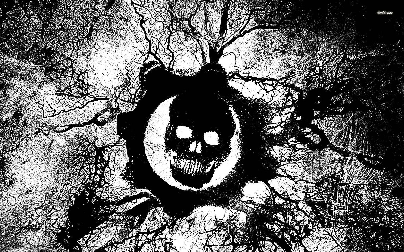 1680x1050 Black And White Skull Wallpaper