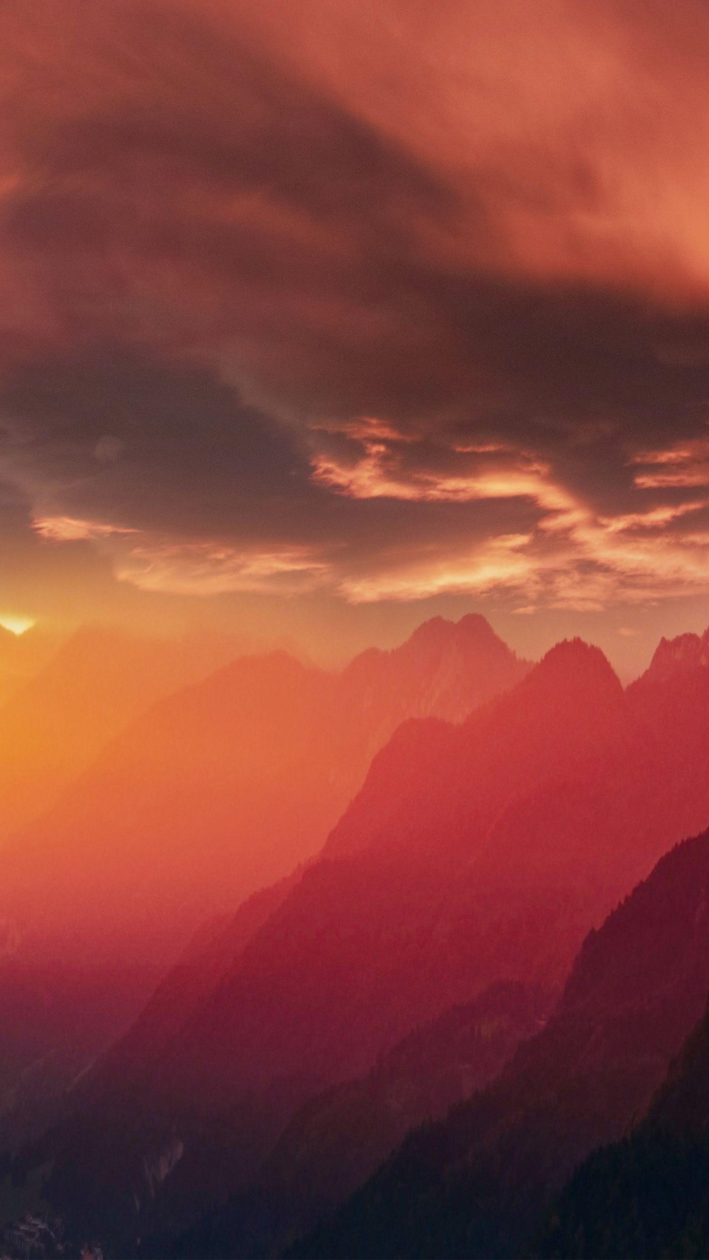 1440x2560 Cloudy sky, horizon, mountains, sunset wallpaper in 2020