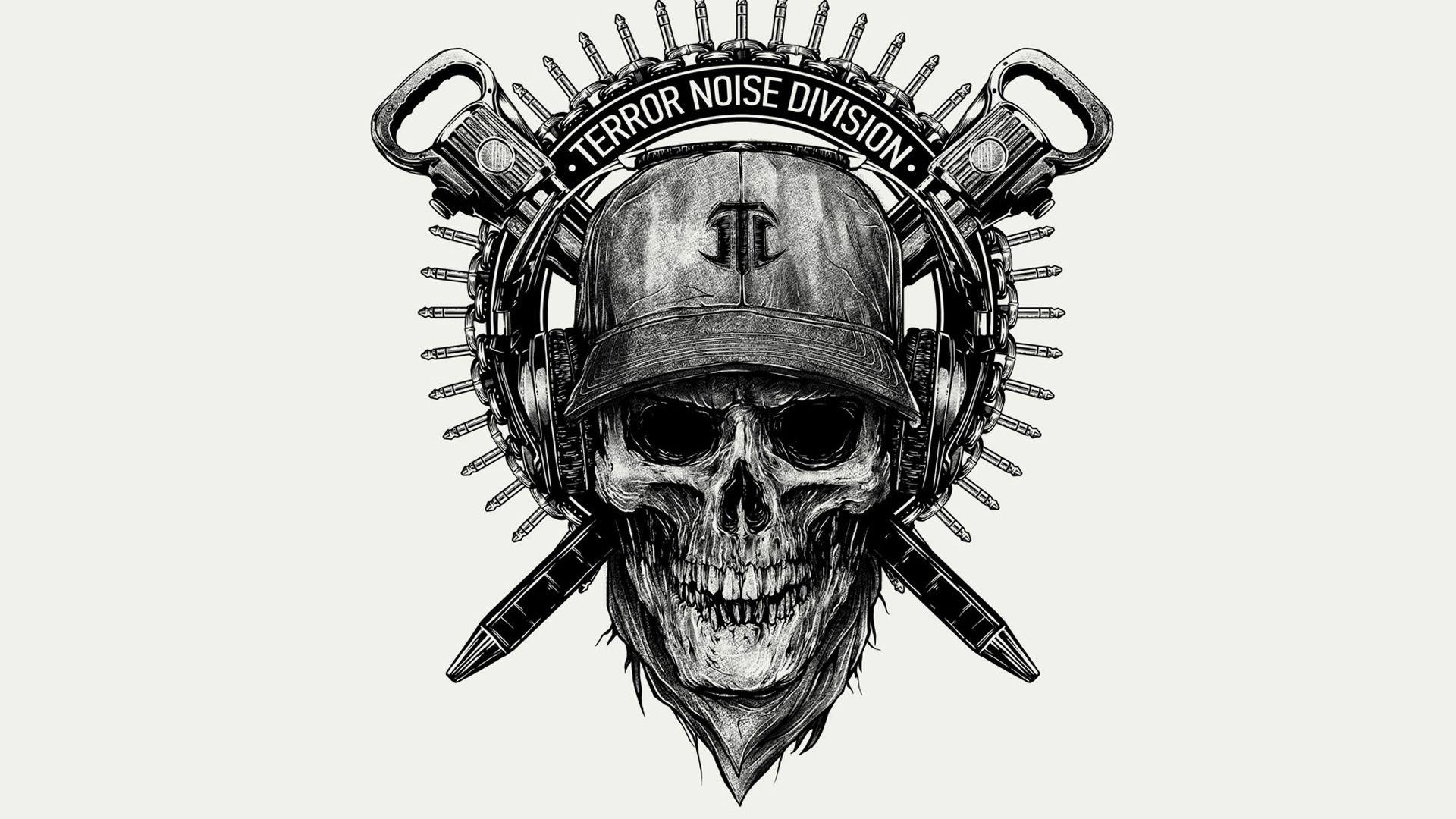 1920x1080 Black and white skull wallpaper