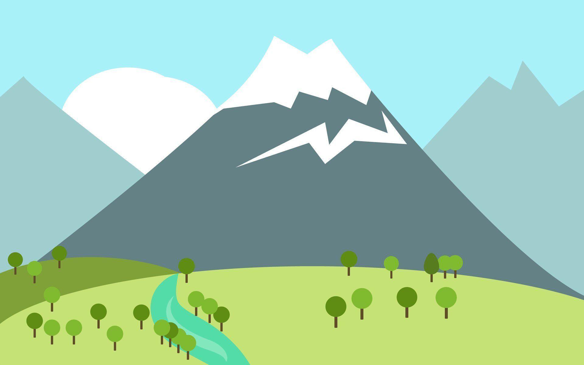 1920x1200 mountain hills grass tree snow landscape nature vector HD