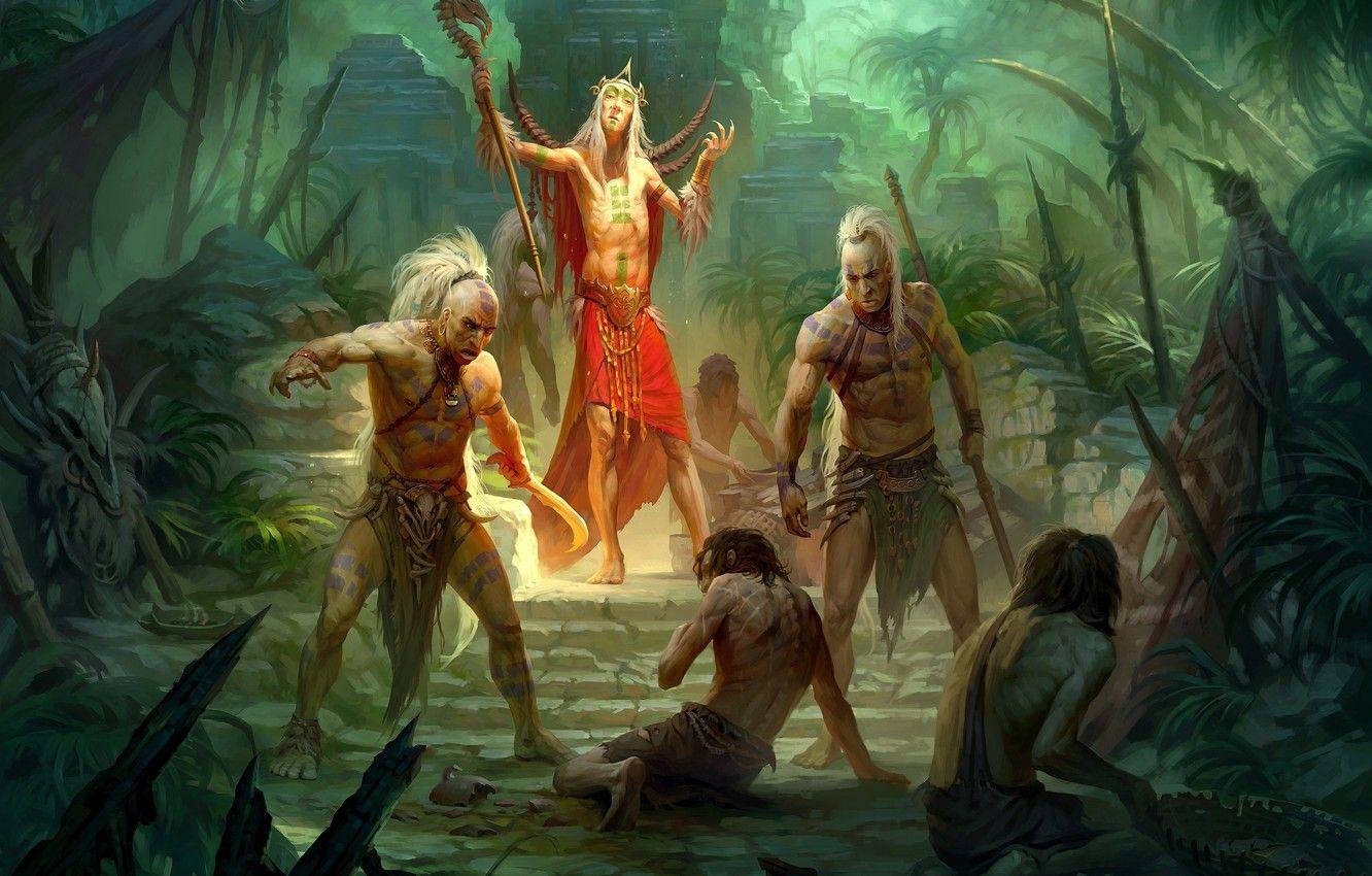 1332x850 Wallpaper people, the sorcerer, shaman, savages, Andrew Kosinski