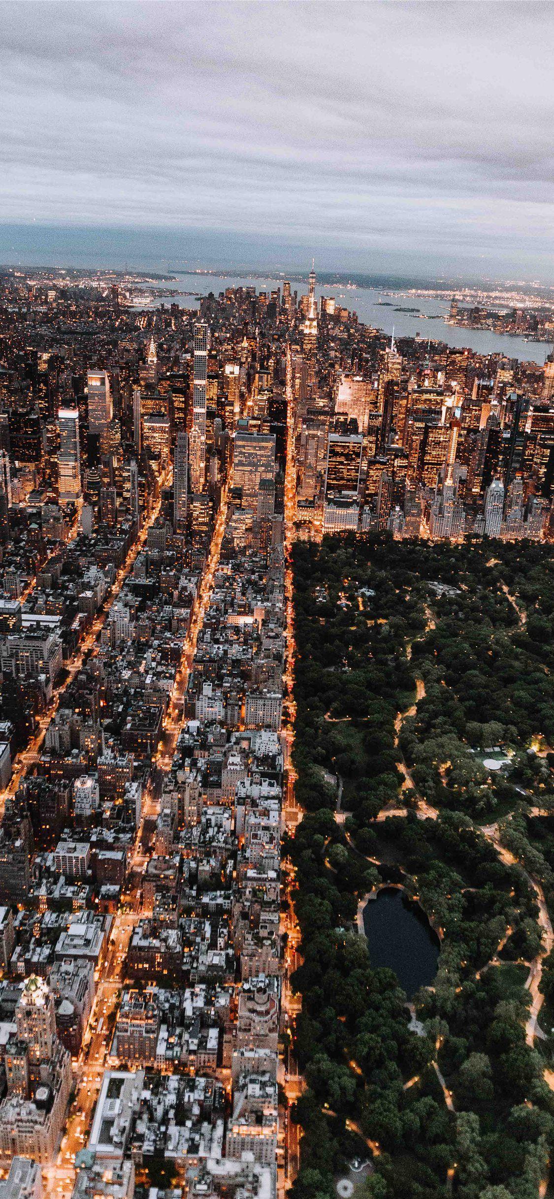 1125x2436 Aerial of Central Park and New York City iPhone X Wallpaper Free Download