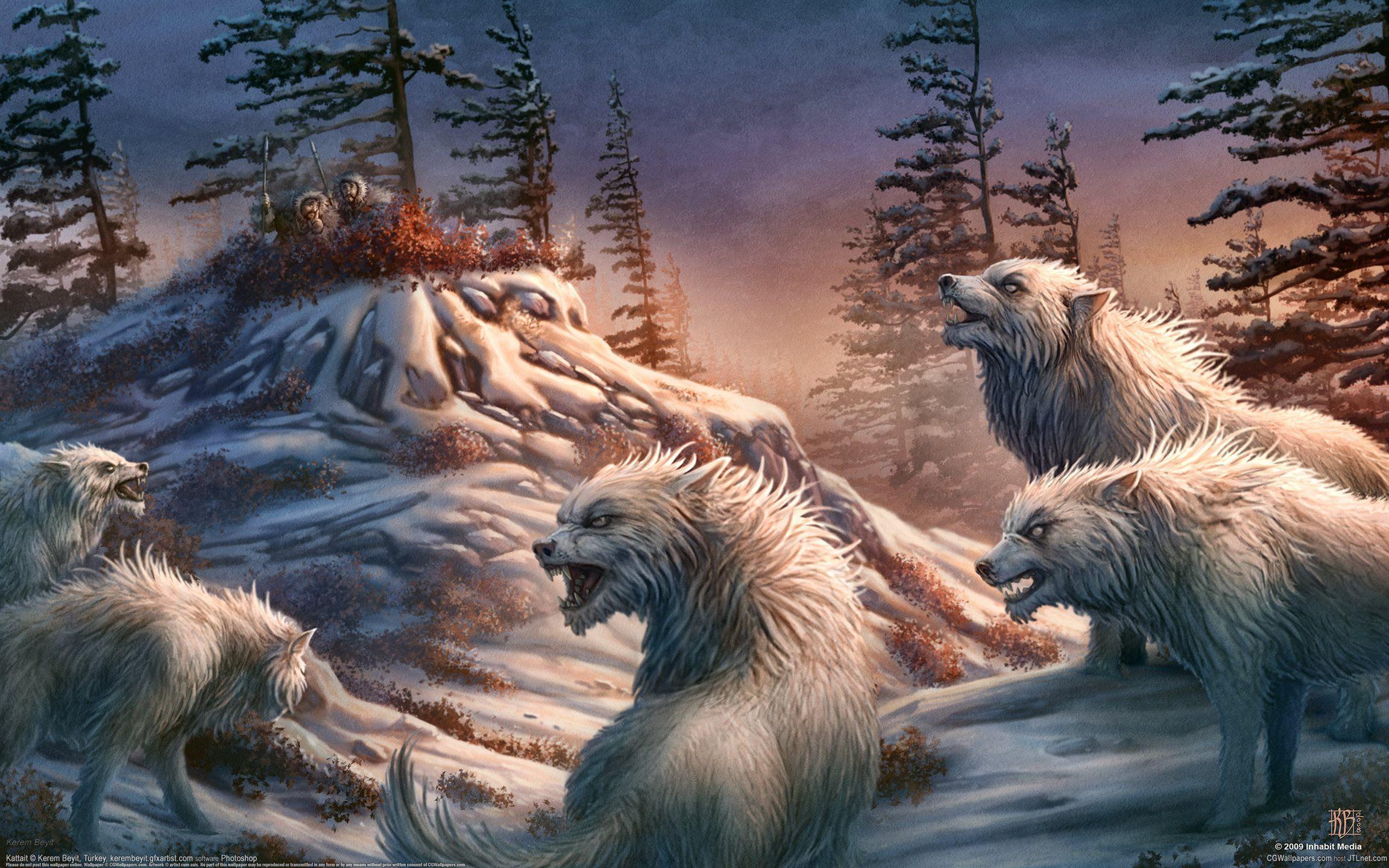 2304x1440 Wolves tribe MacBook Air Wallpaper Download