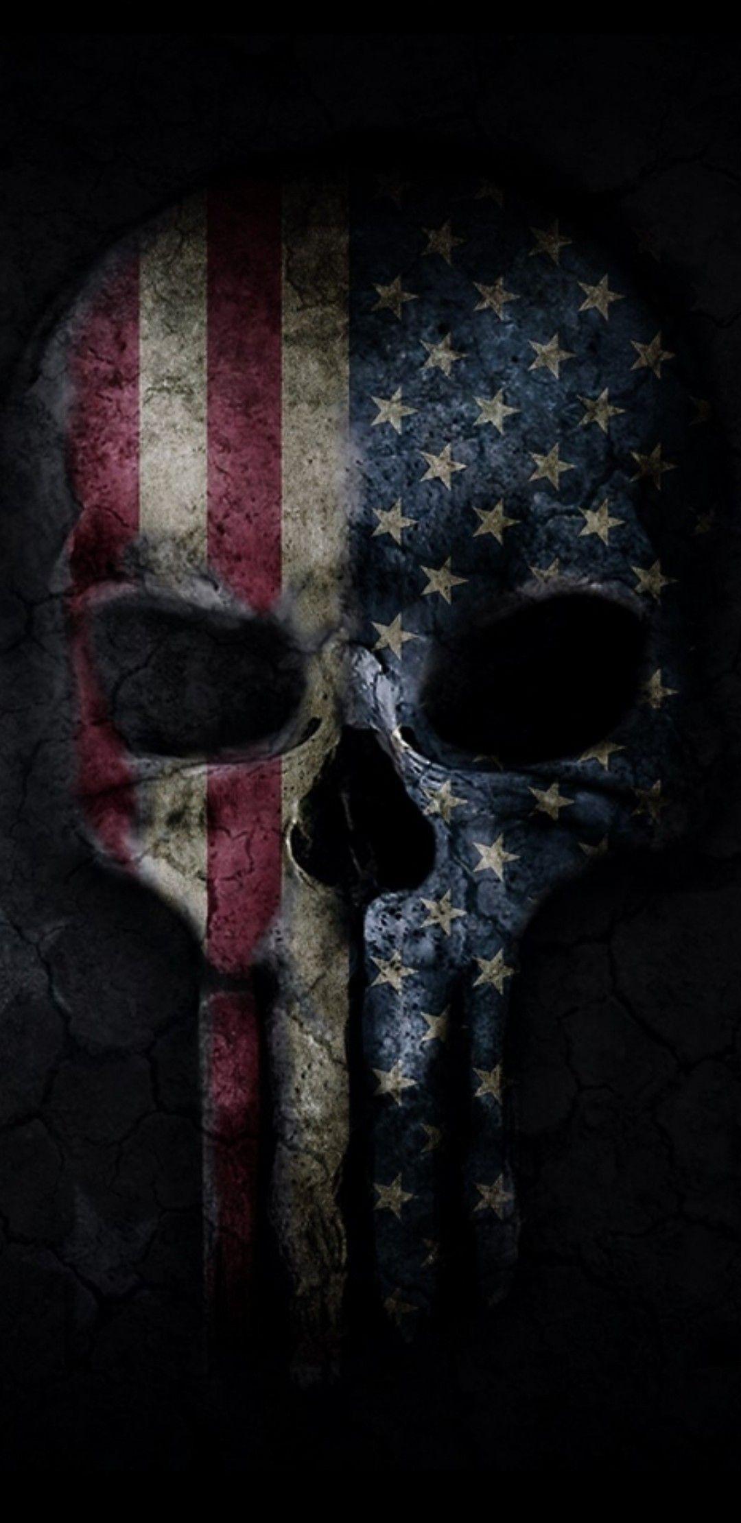 1080x2220 American Flag Punisher Wallpaper
