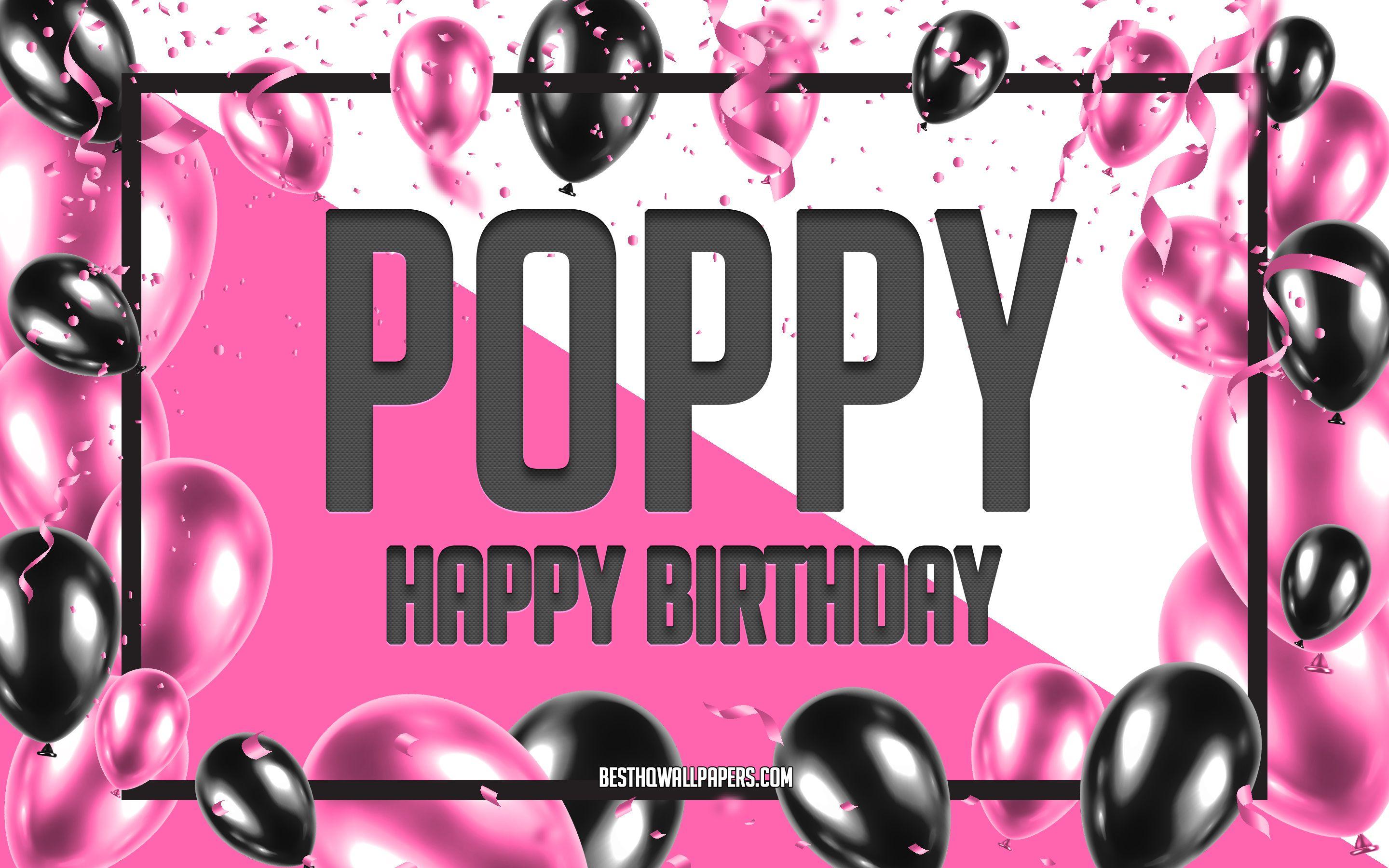 2880x1800 Download wallpaper Happy Birthday Poppy, Birthday Balloons