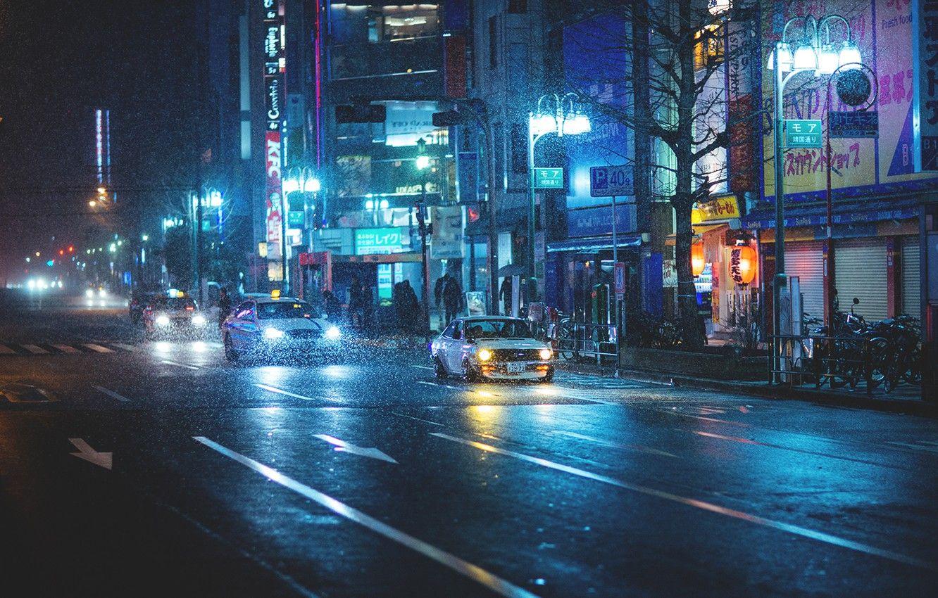 1332x850 Wallpaper rain, street, Japan, rain, japan, datsun, Datsun image