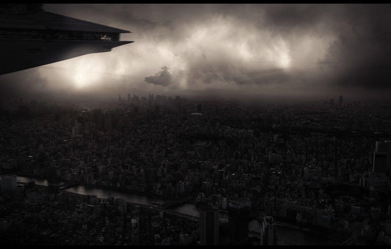 1332x850 Wallpaper city, dark, star wars, star, wars, cloudy image