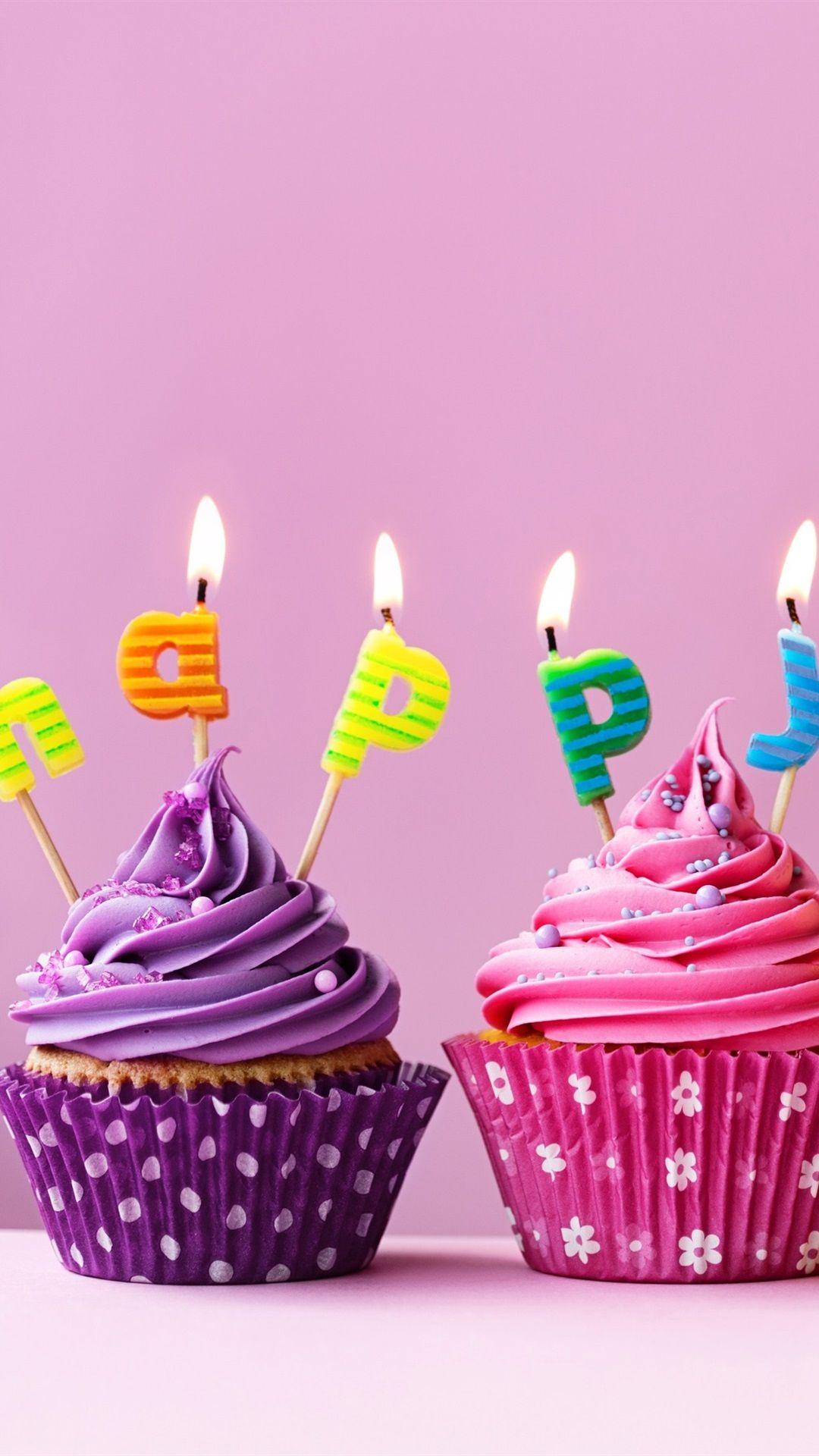 1080x1920 Happy Birthday cakes, colorful cupcakes, candles, fire 1080x1920