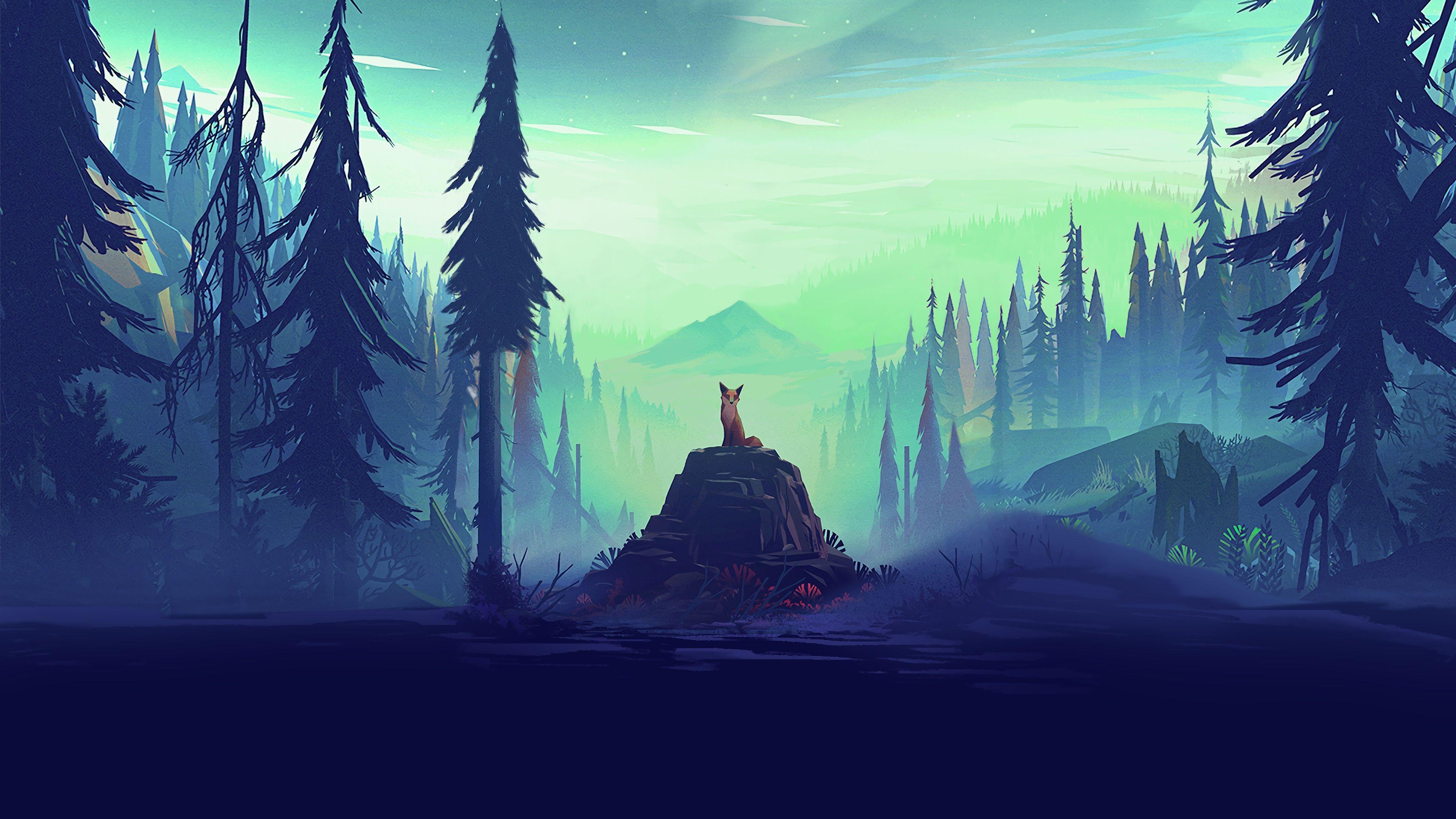 3840x2160 4k wallpaper minimalist 4k wallpaper minimalist fox forest trees