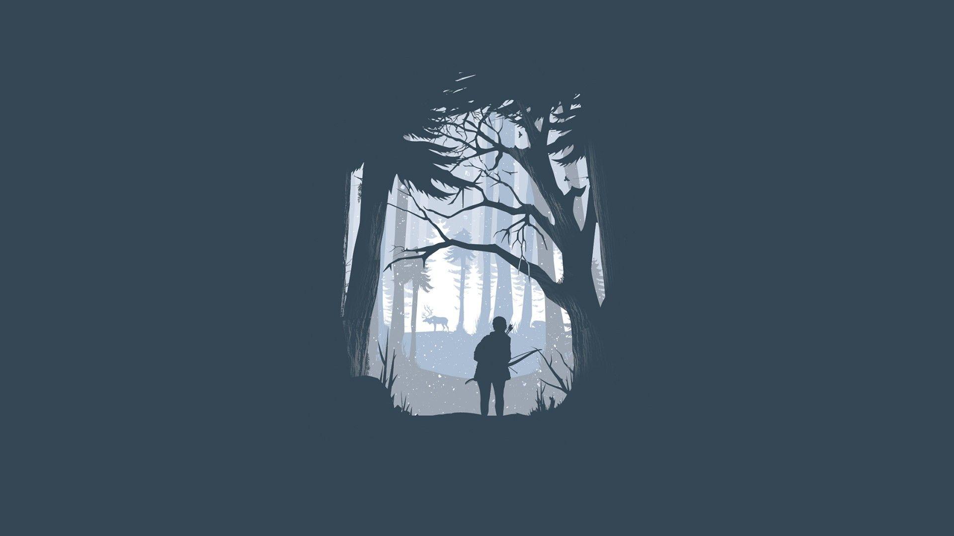 1920x1080 #winter, #The Last of Us, #blue, #minimalism, #forest