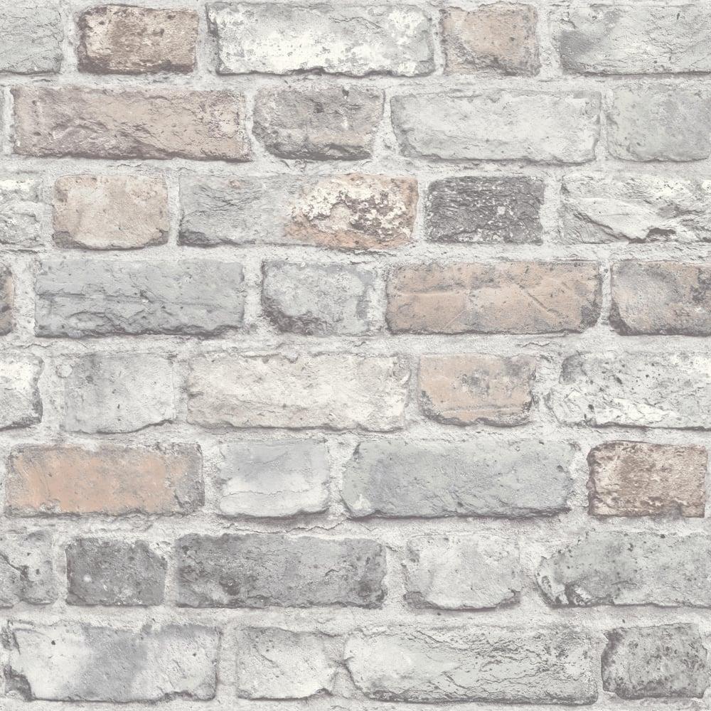 1000x1000 Grandeco Vintage House Brick Pattern Wallpaper Faux Effect