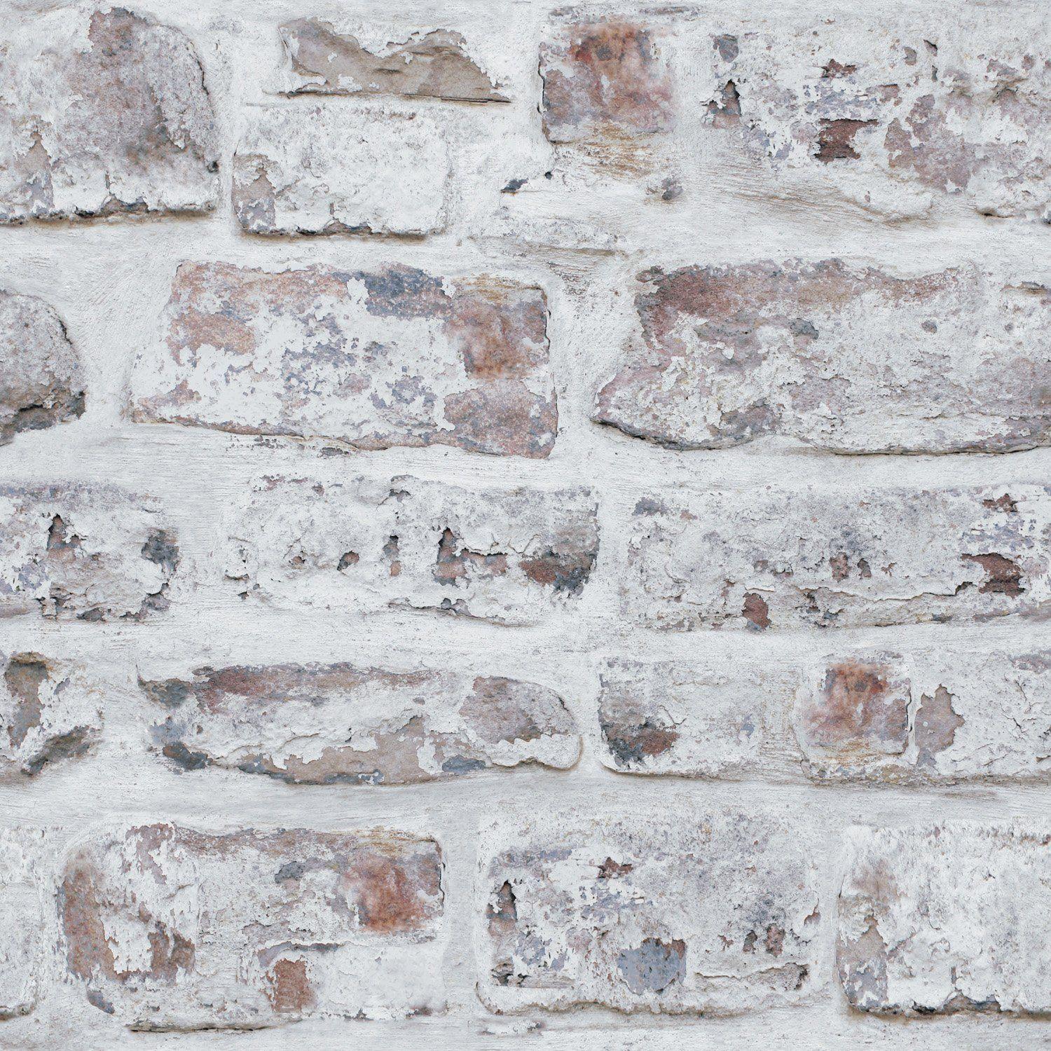 1500x1500 Painted Brick White Washed Wallpaper