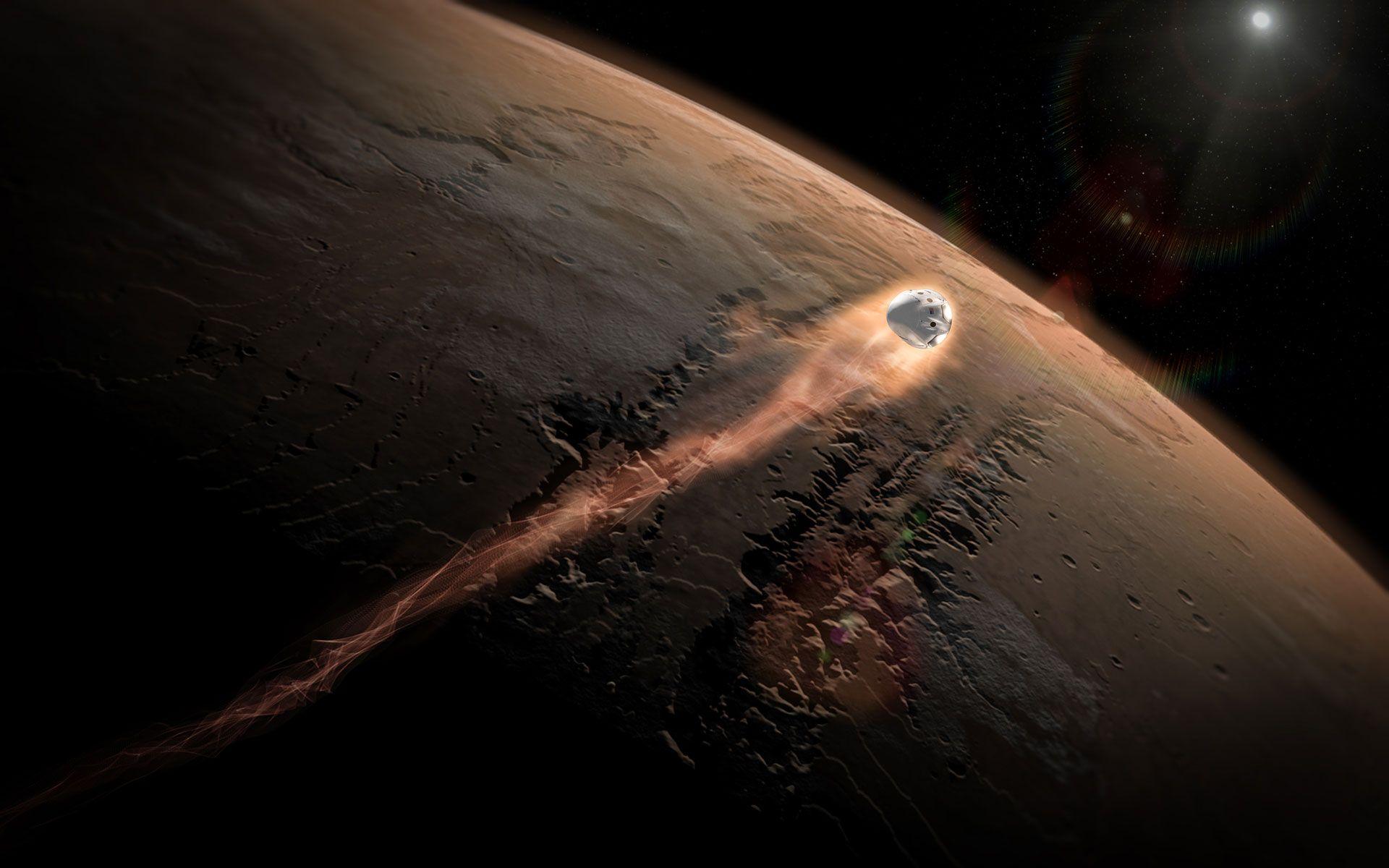 1920x1200 SpaceX's Dragon Enters Mars' Atmosphere Wallpaper