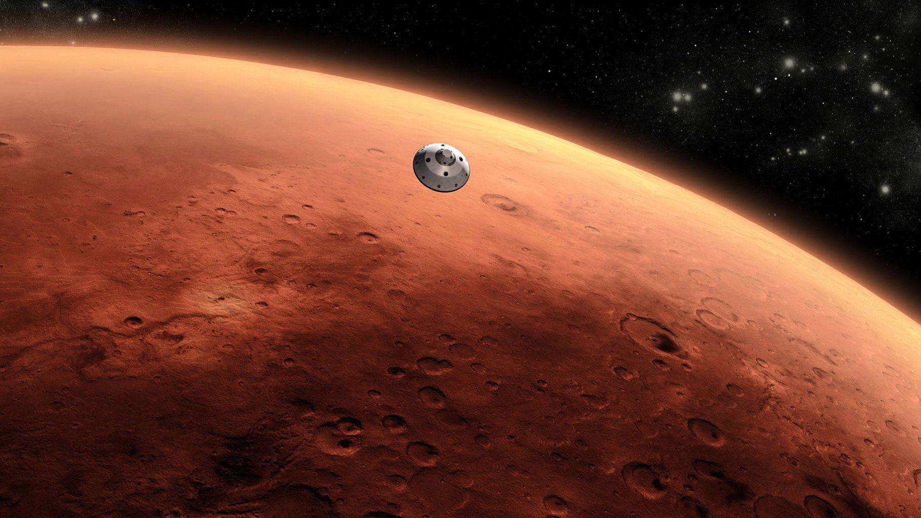 1821x1024 Space Image. Curiosity Approaching Mars, Artist's Concept
