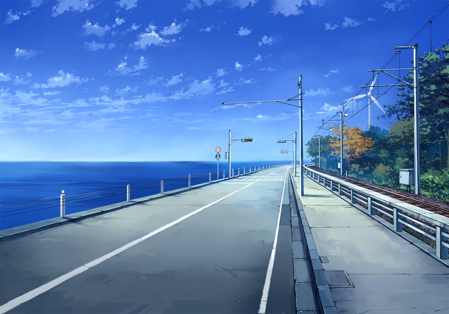 1500x1049 Blue Anime Scenery Wallpaperx1049