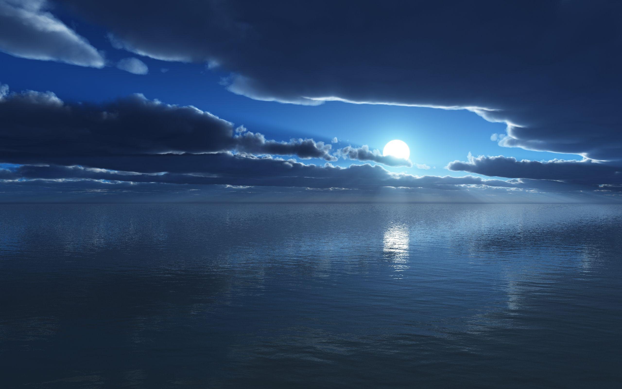 2560x1600 Moon over Sea wallpaperx1600
