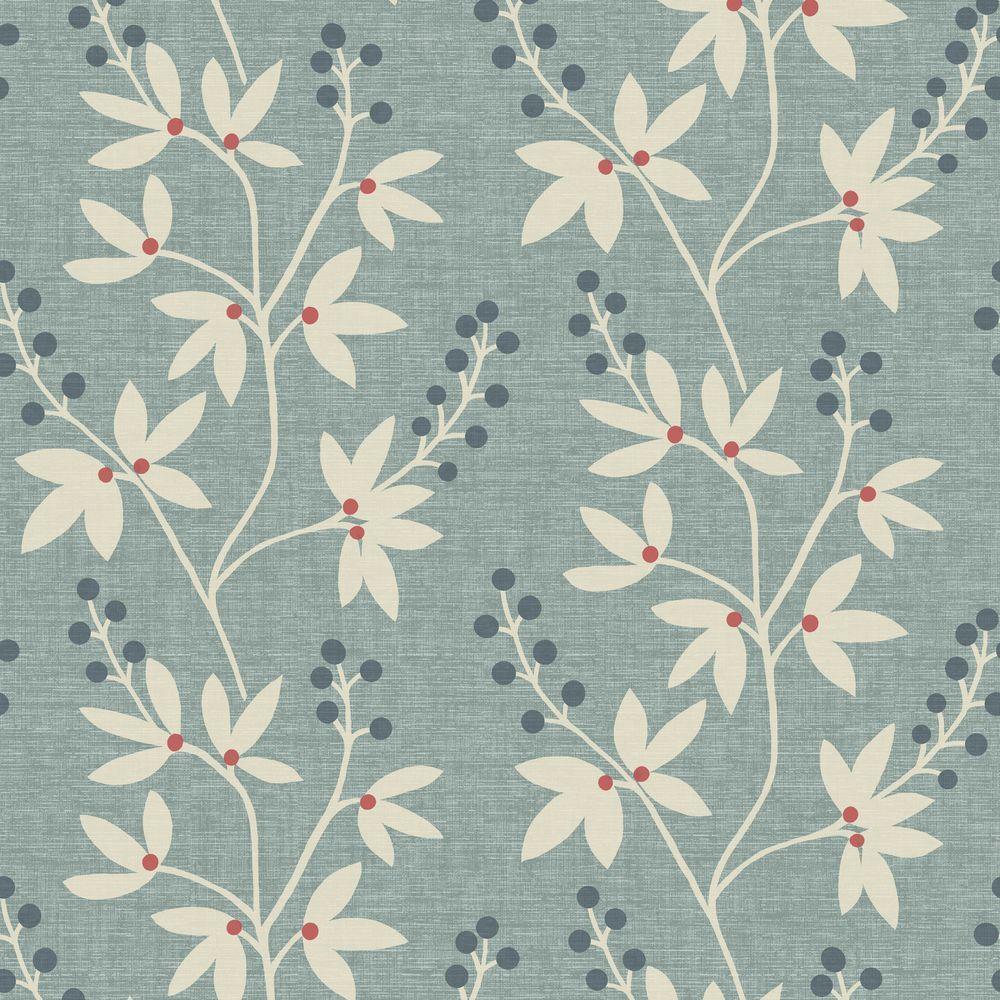 1000x1000 Beacon House Currant Blue Botanical Trail Wallpaper Sample 2535