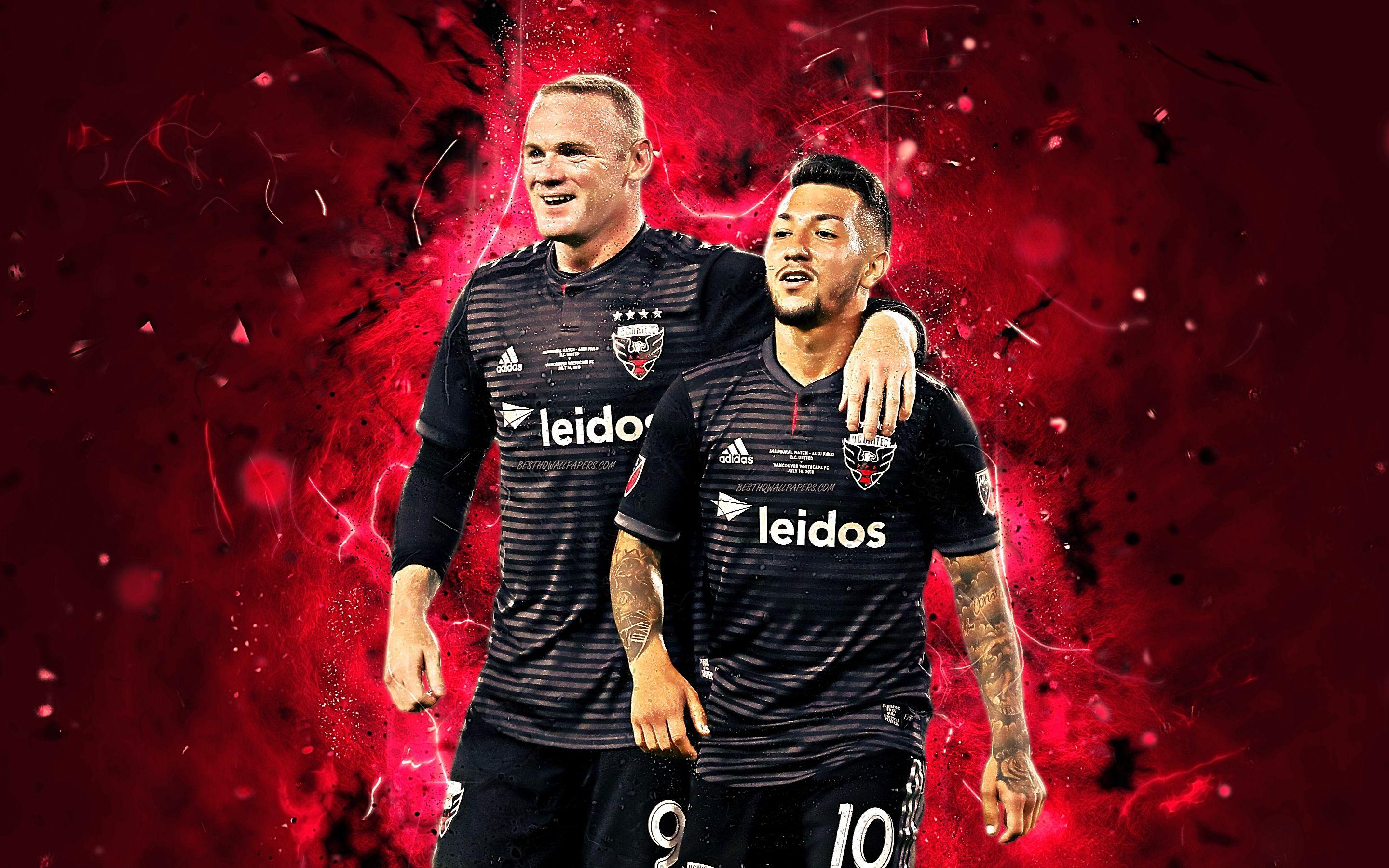 2880x1800 Download wallpaper Wayne Rooney, Luciano Acosta, abstract art, DC