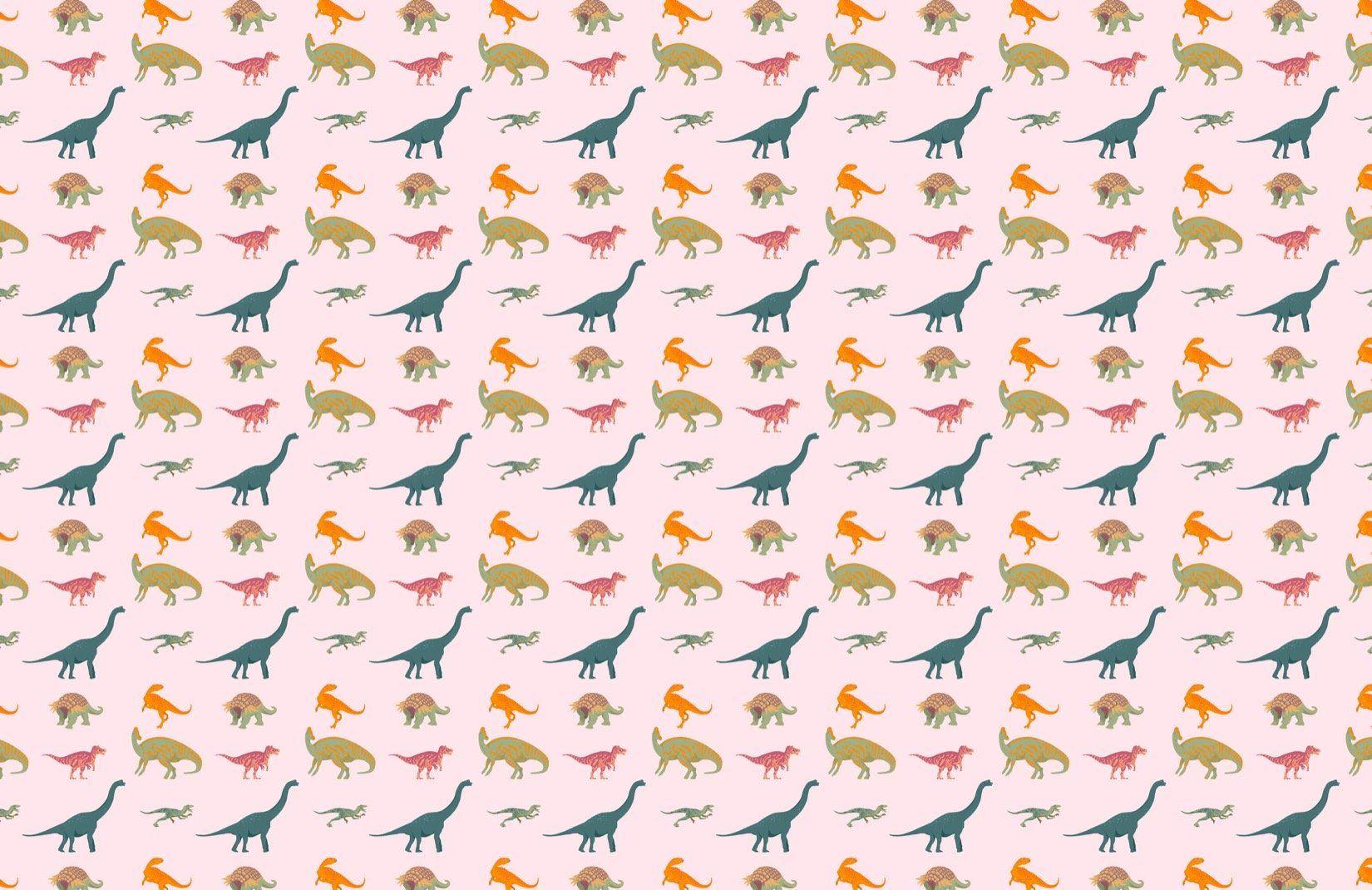 1650x1070 Pink Dinosaur Repeat Pattern Wallpaper