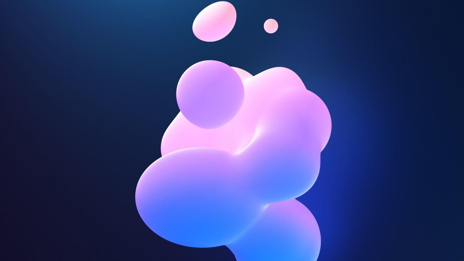 1600x900 Download 1600x900 White Bubbles, Neon Light, Digital Art
