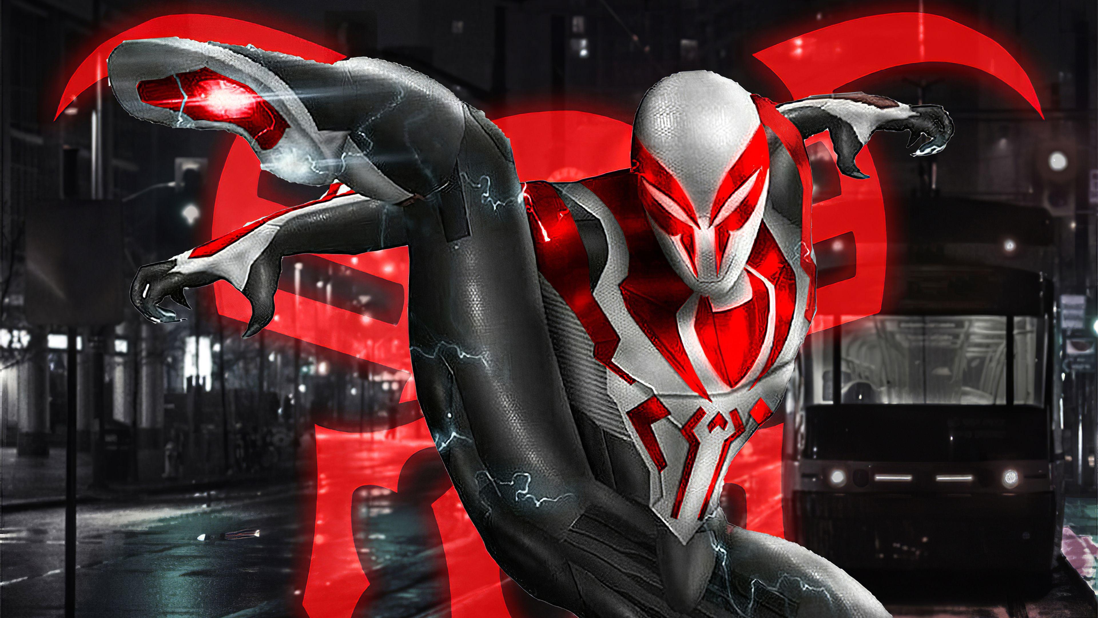 3840x2160 Spiderman 2099 White Neon, HD Superheroes, 4k Wallpaper, Image