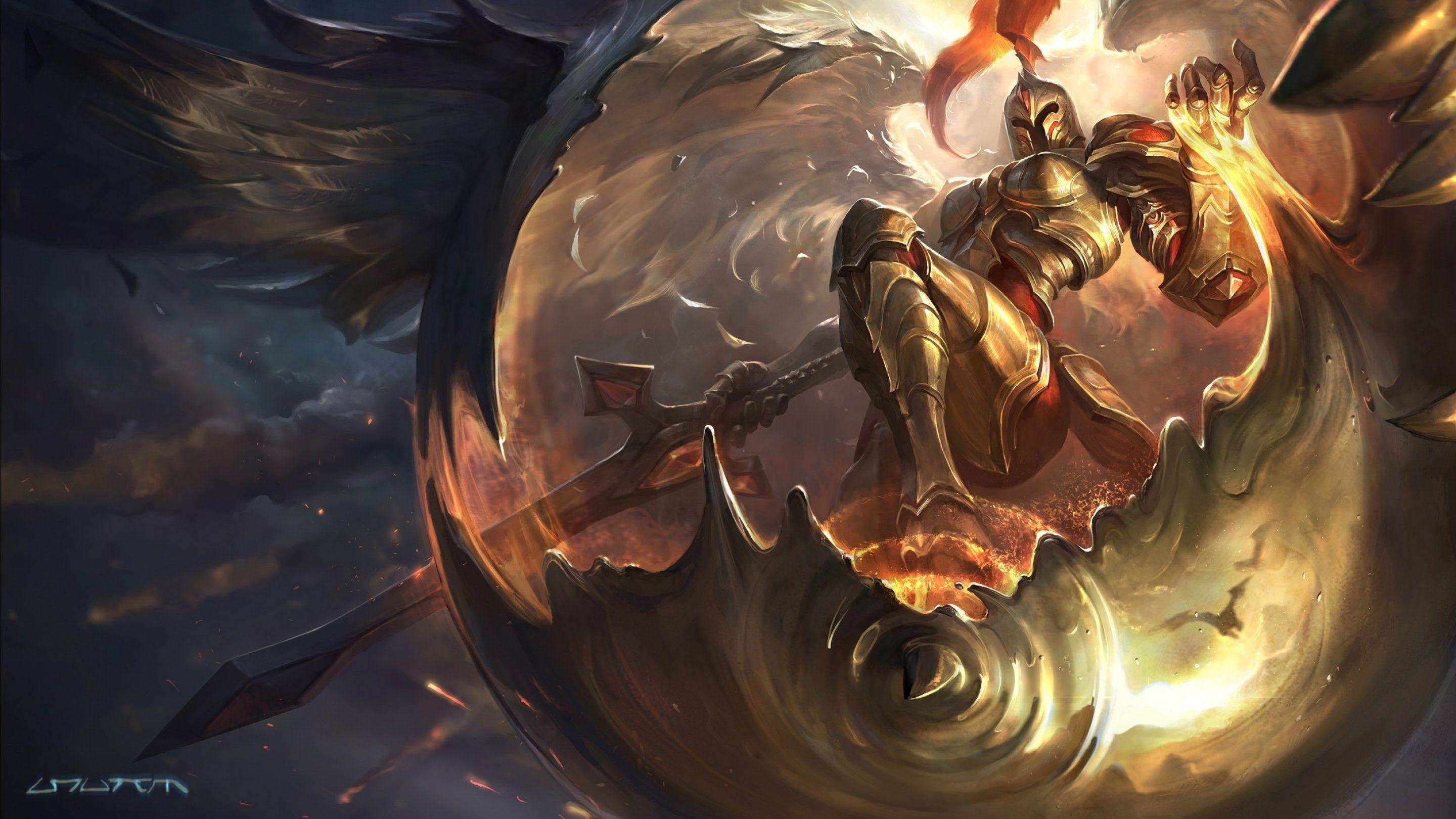 2880x1620 Wallpaper League of Legends Spear Armor Knight sorcery 2880x1620