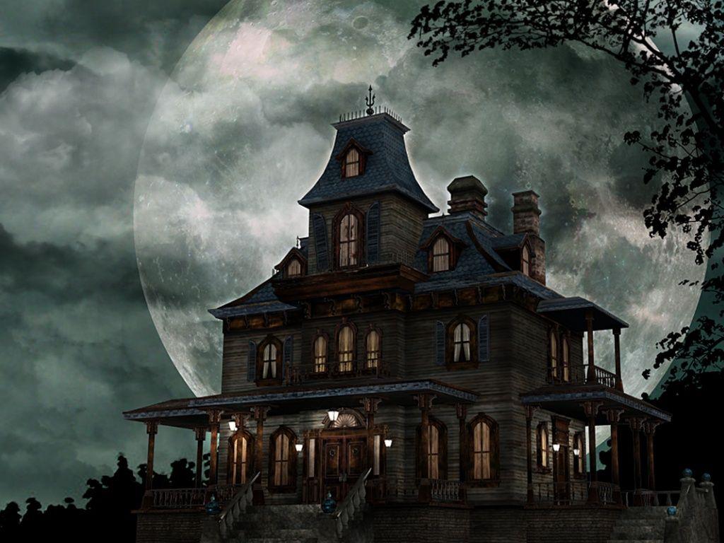 1024x768 Spooky House Wallpaper