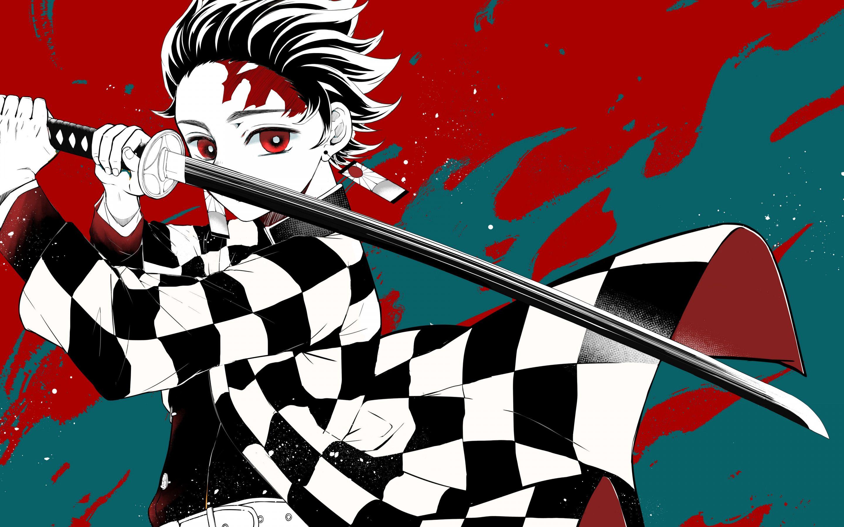 2880x1800 Download wallpaper Demon Slayer, Kimetsu no Yaiba, Tanjirou Kamado, main character, japanese manga, creative art for desktop with resolution 2880x1800. High Quality HD picture wallpaper