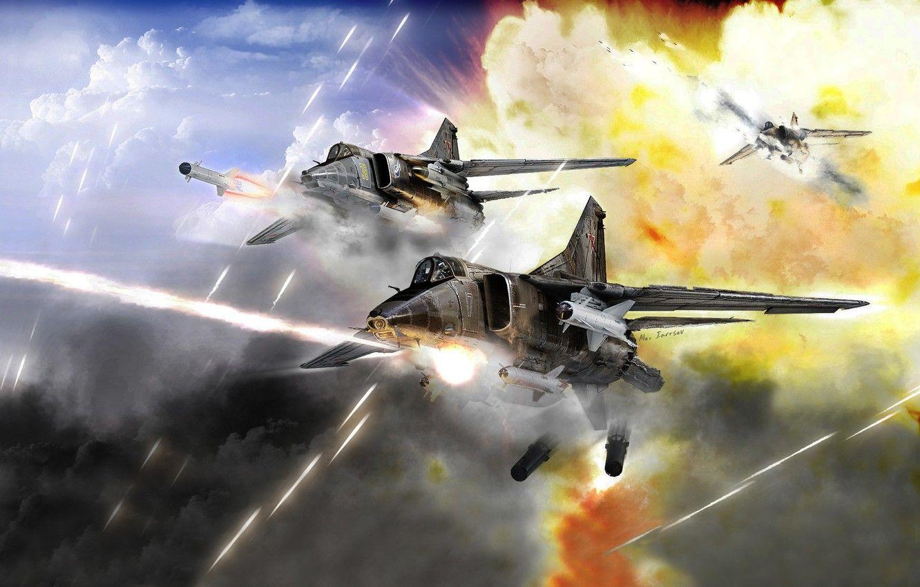 1332x850 Wallpaper Sky, Mig Еxplosion, Fighter Bomber, Dogfight Image For Desktop, Section авиация