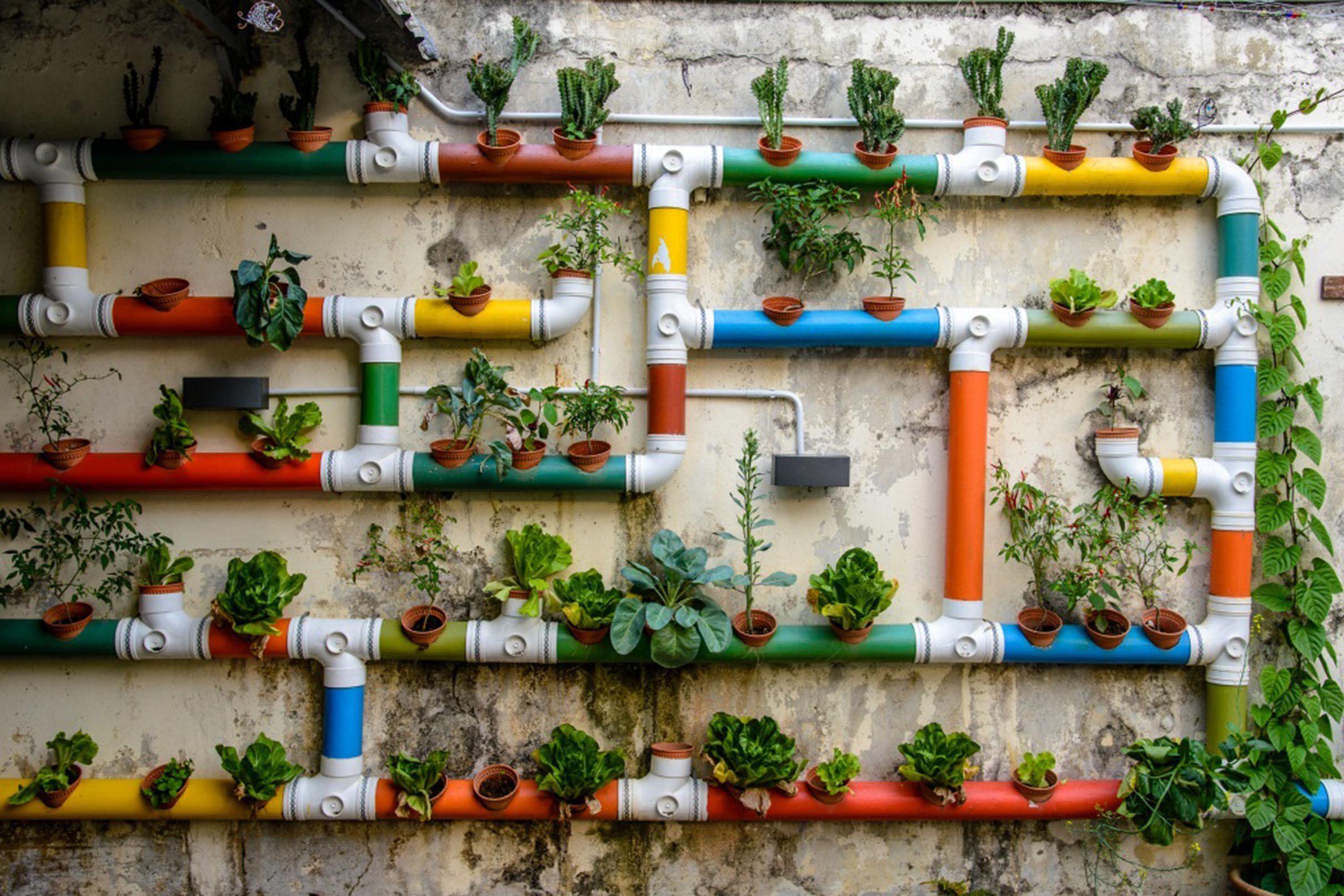 2421x1615 3D Waterpipe Potted Plants 403 Garage Door Mural