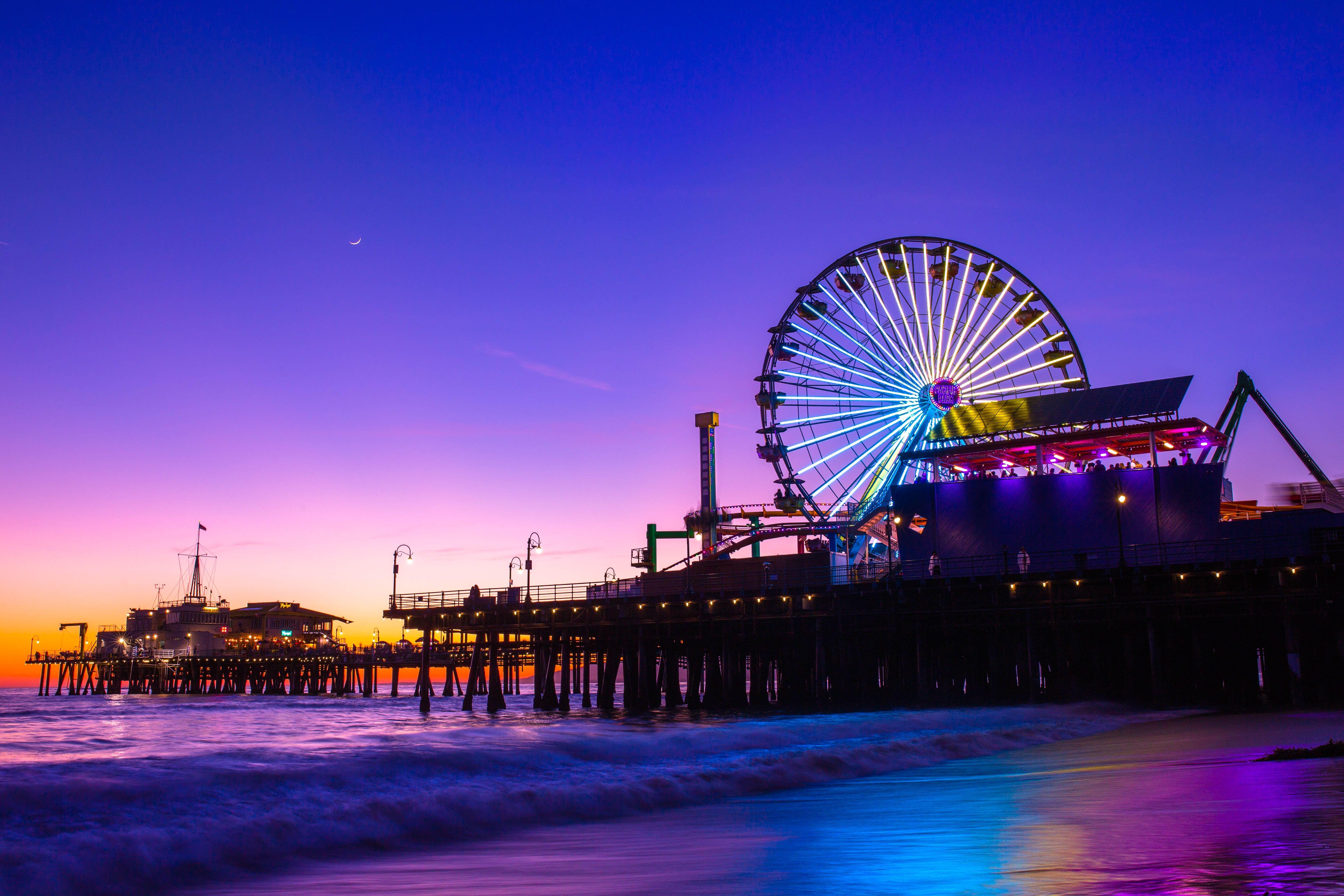 5760x3840 5760x3840 #sunset, #dusk, #sunsent, #glow, #ocean, #funfair, #fairground, #building, #Free image, #santa monica, #beach, #color, #ferris wheel, #pier, #californium, #purple, #illuminated, #fun, #ride. Mocah.org HD Wallpaper