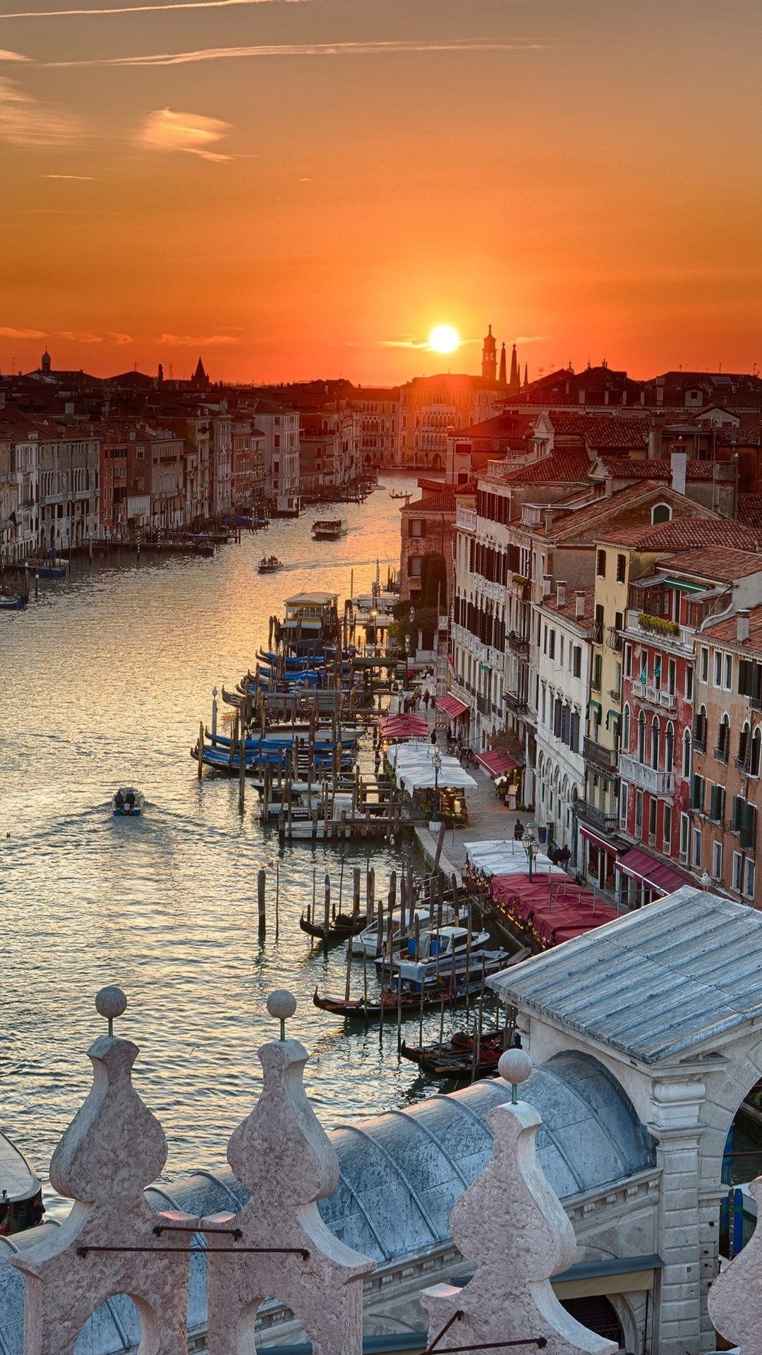 1080x1920 Italy, Venice, Boats, River, Houses, Sunset 1080x1920 IPhone 8 7 6 6S Plus Wallpaper, Background, Picture, Image