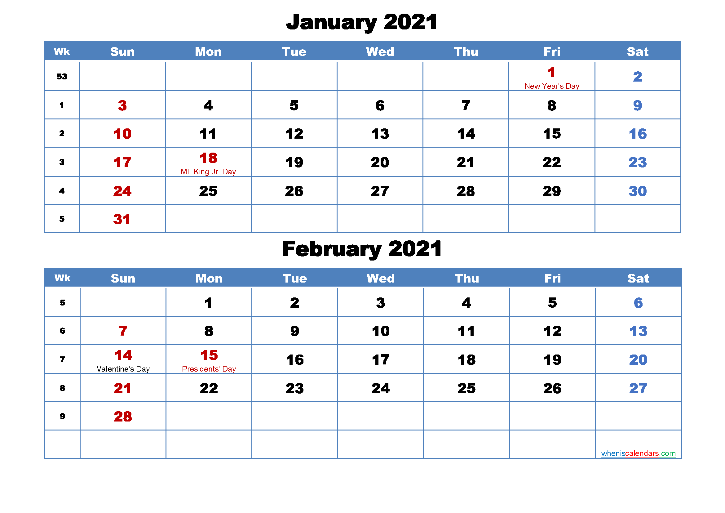 Featured image of post February 2021 Calendar With Holidays Printable - Federal holidays) as pdf document of high resolution png image.