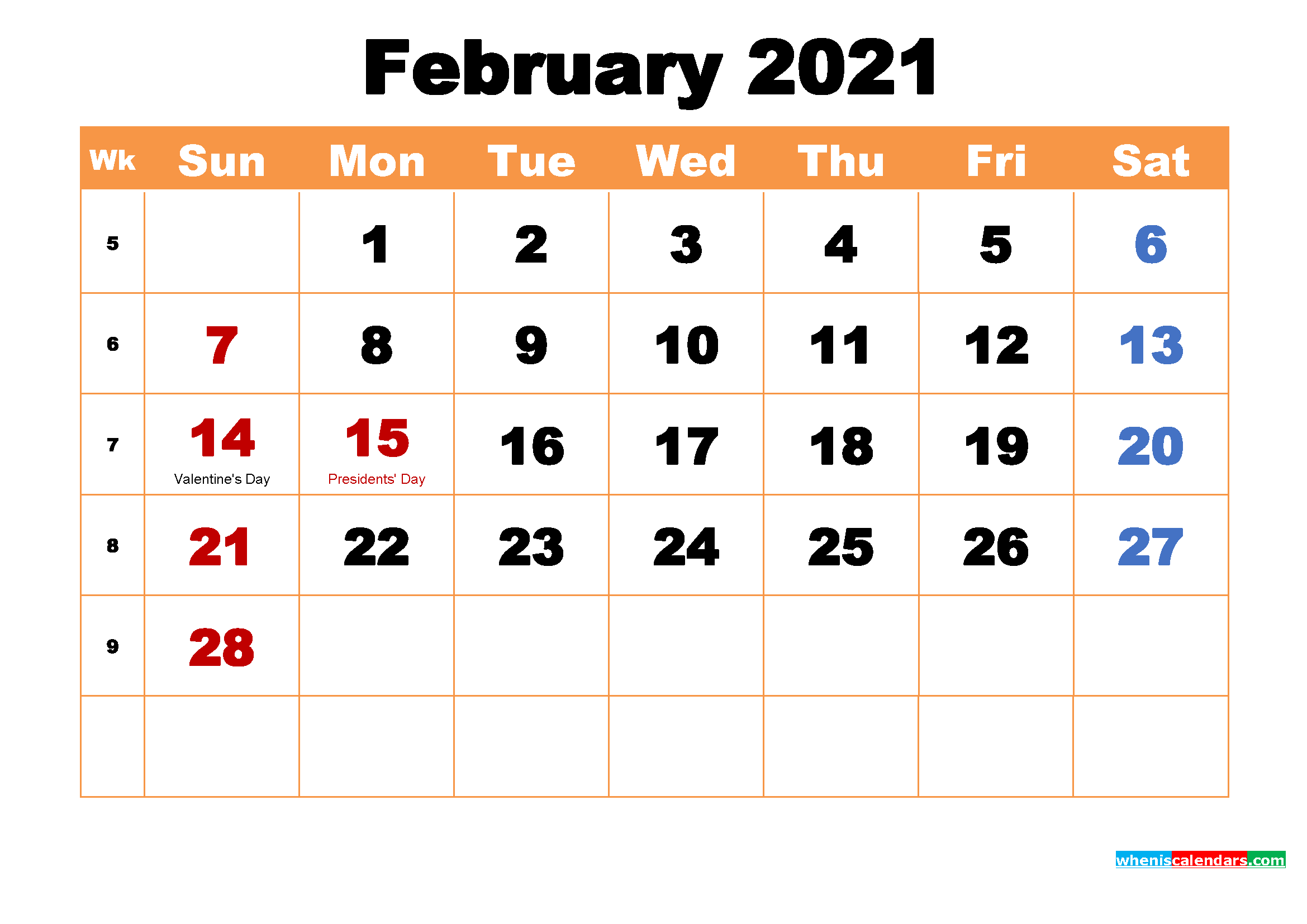 Featured image of post Free Printable Calendar February 2021 With Holidays / Free 2021 calendars that you can download, customize, and print.