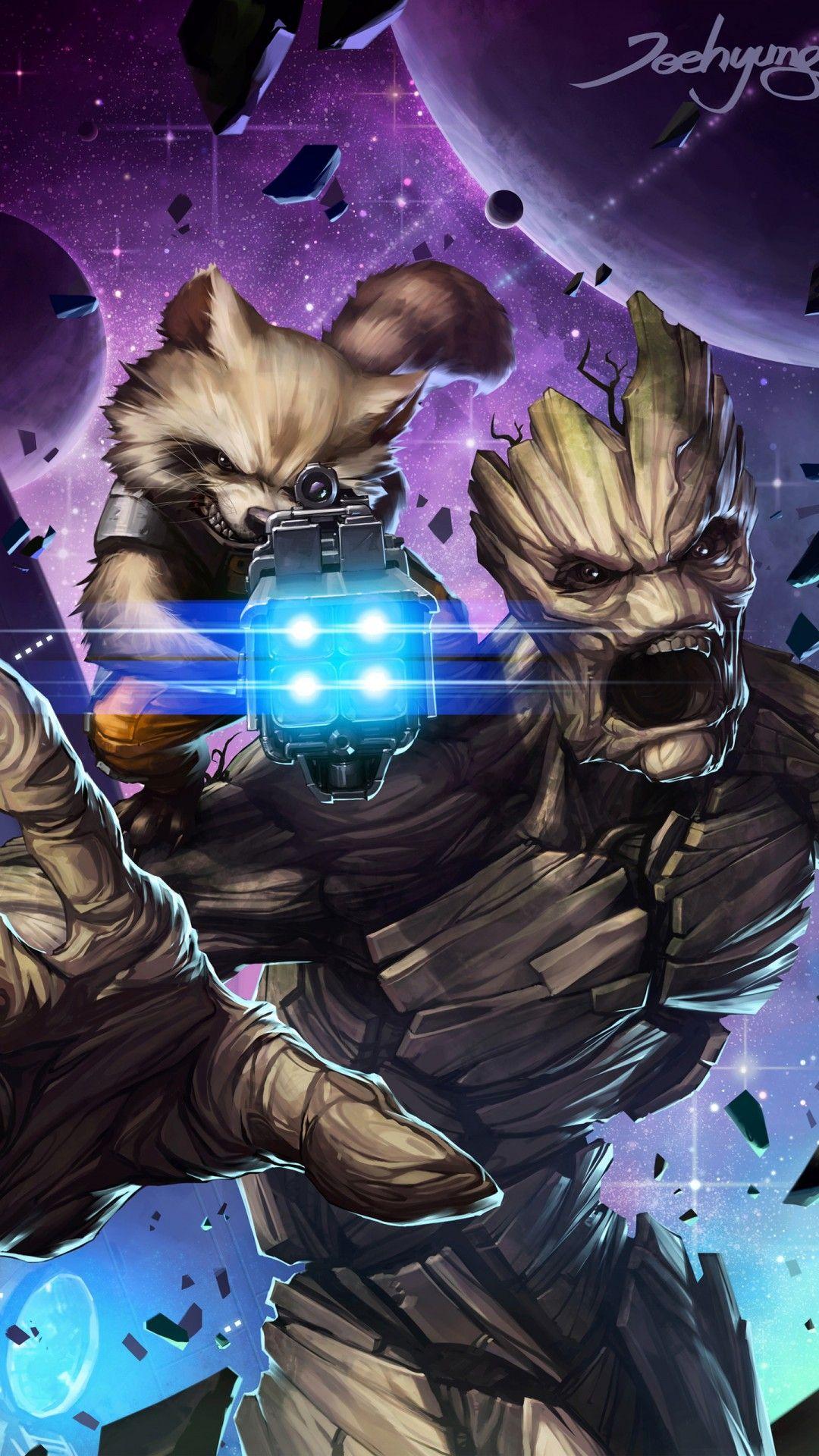 1080x1920 Rocket & Groot Wallpaper