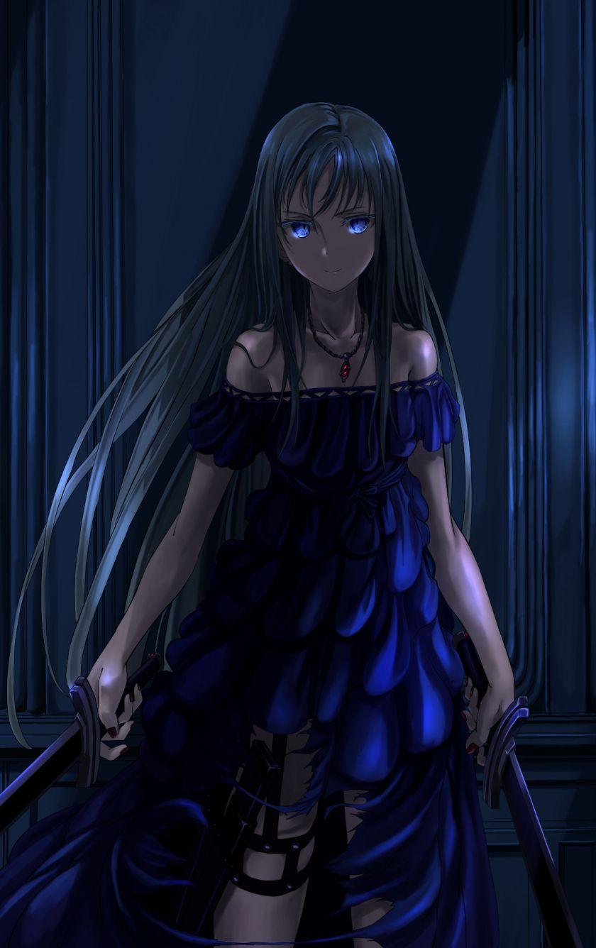 840x1336 Download 840x1336 wallpaper warrior, anime girl, dark, long hair, art, iphone iphone 5s, iphone 5c, ipod touch, 840x1336 HD image, background, 6171