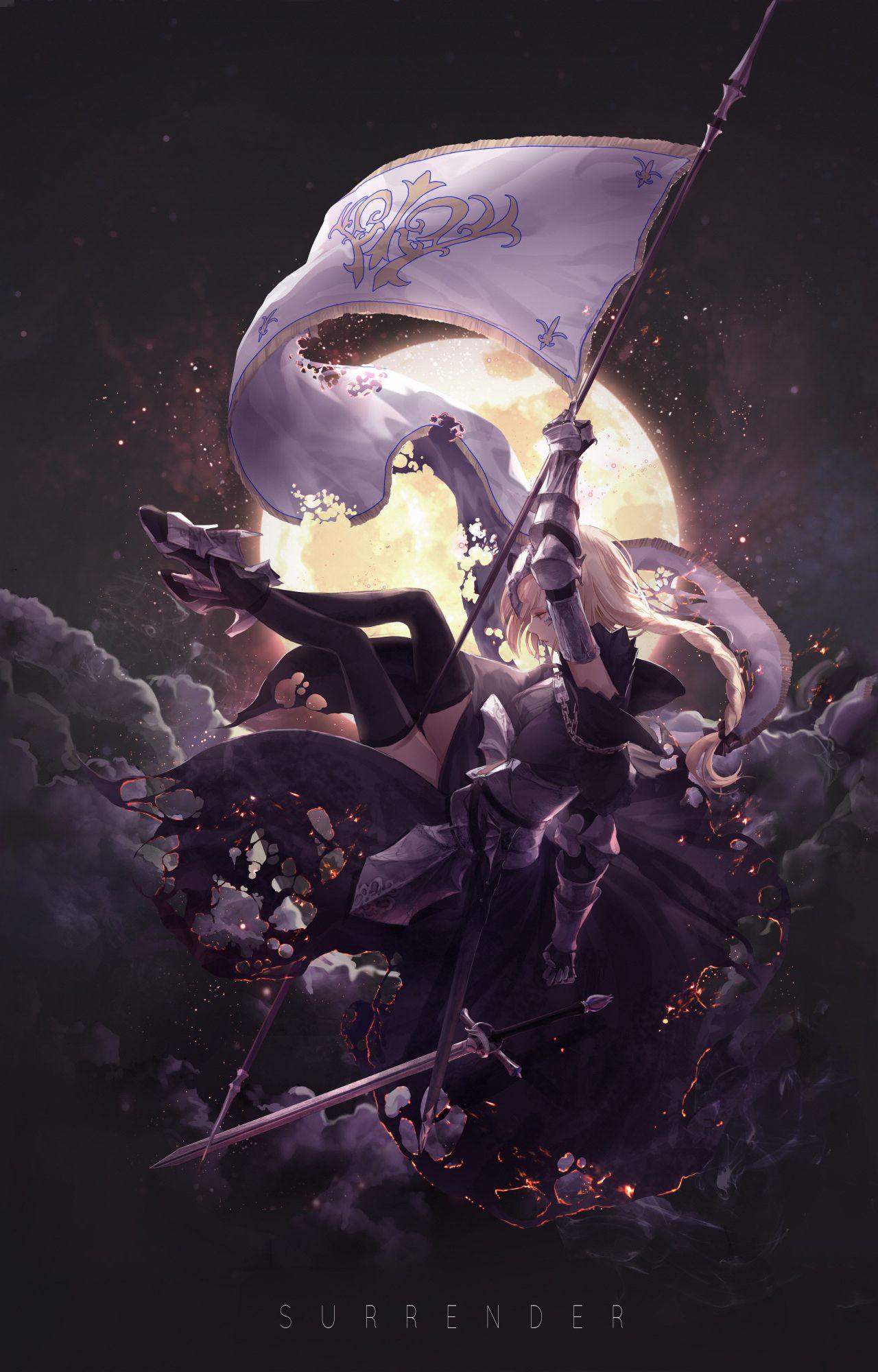 1280x2000 Download 1280x2120 wallpaper jeanne d'arc, fate series, banner, dark, anime girl, iphone 6 plus, 1280x2120 HD image, background, 2292