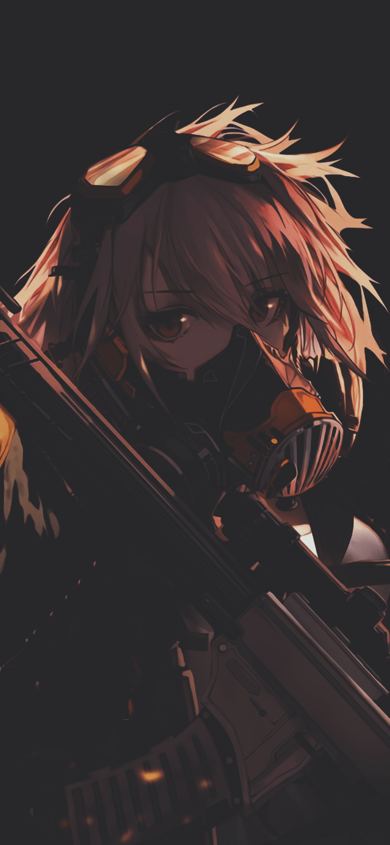1242x2688 Download 1242x2688 Anime Girl, Dark, Gas Mask, Short Hair Wallpaper for iPhone 11 Pro Max & XS Max